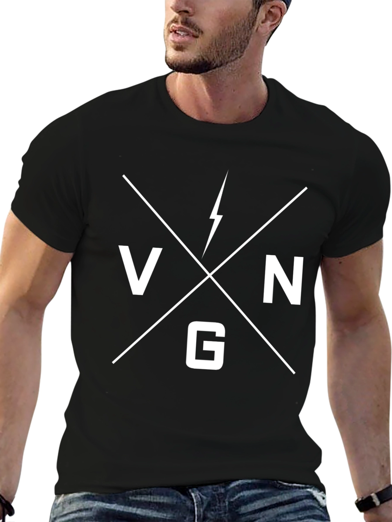 VNG Lightning Bolt Graphic Black T-Shirt