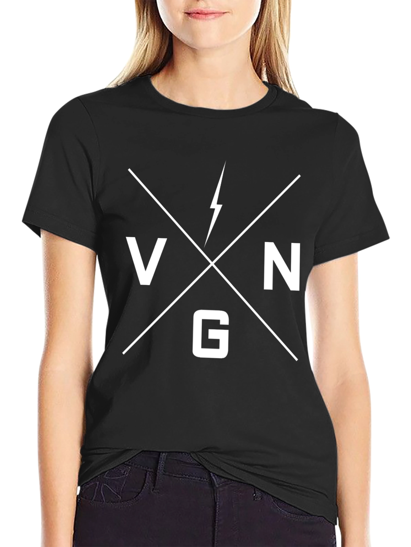VNG Lightning Bolt Graphic Black T-Shirt