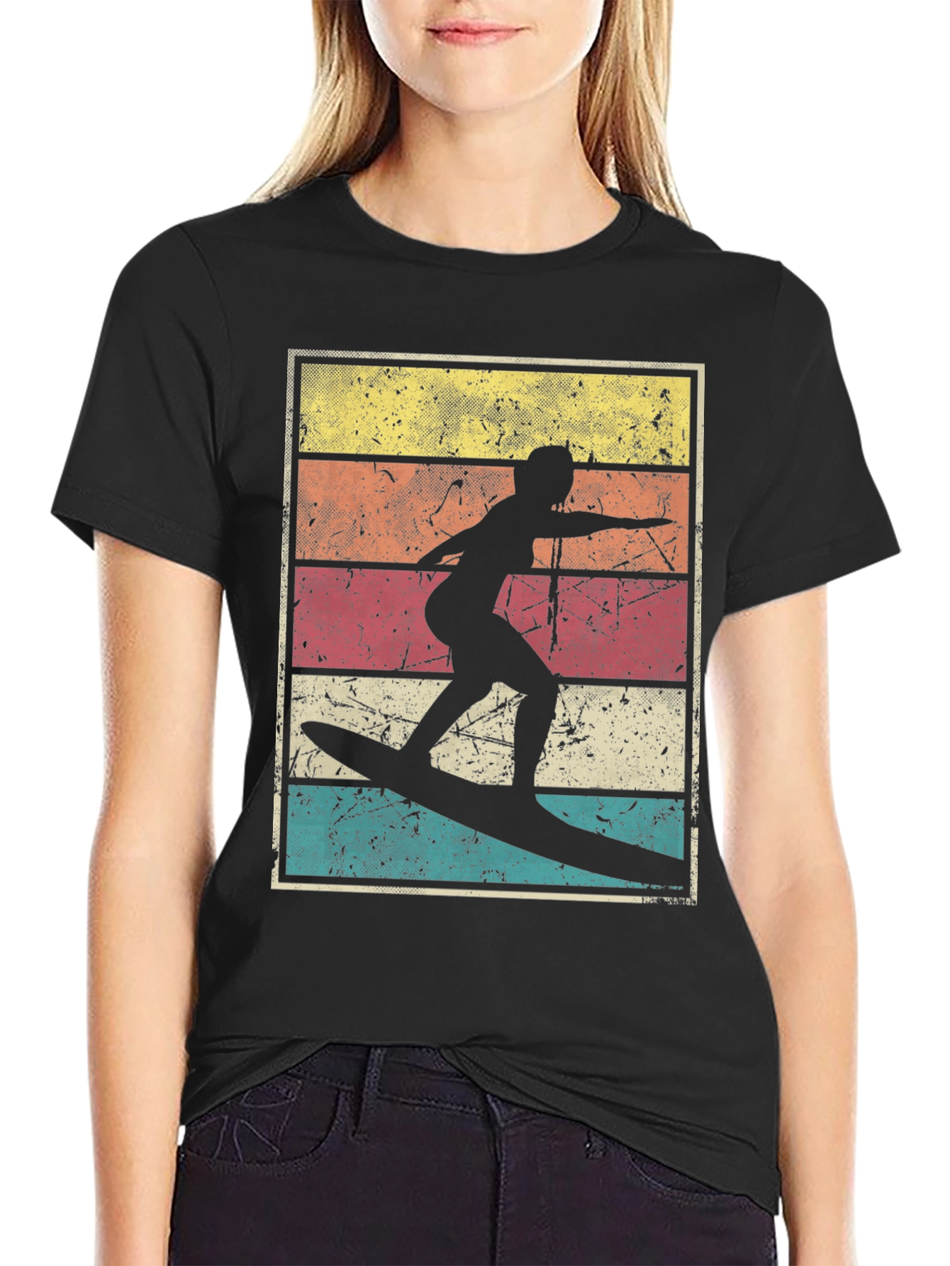 Retro Surfer Silhouette Graphic Tee