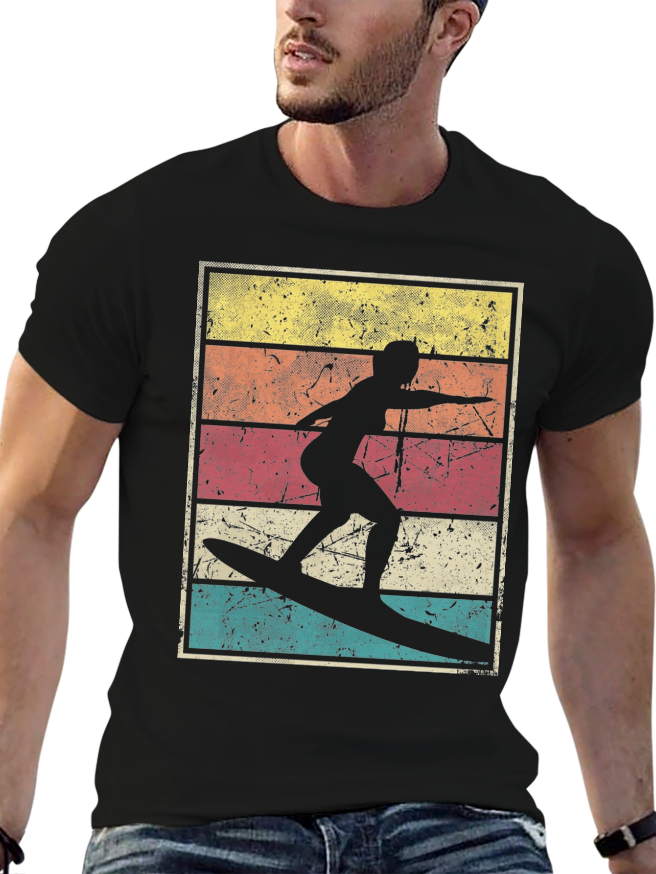 Retro Surfer Silhouette Graphic Tee