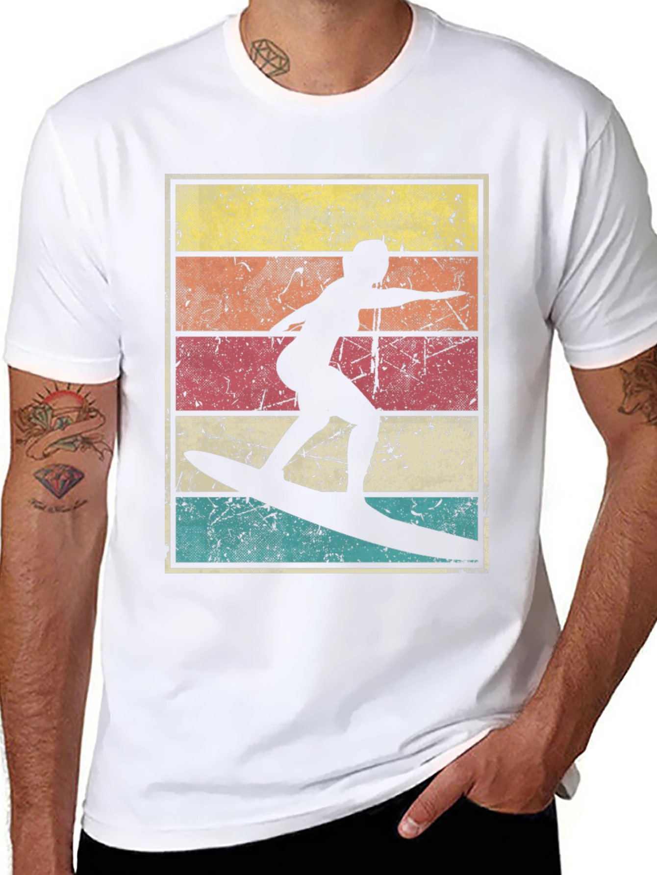 Retro Surfer Silhouette Graphic Tee