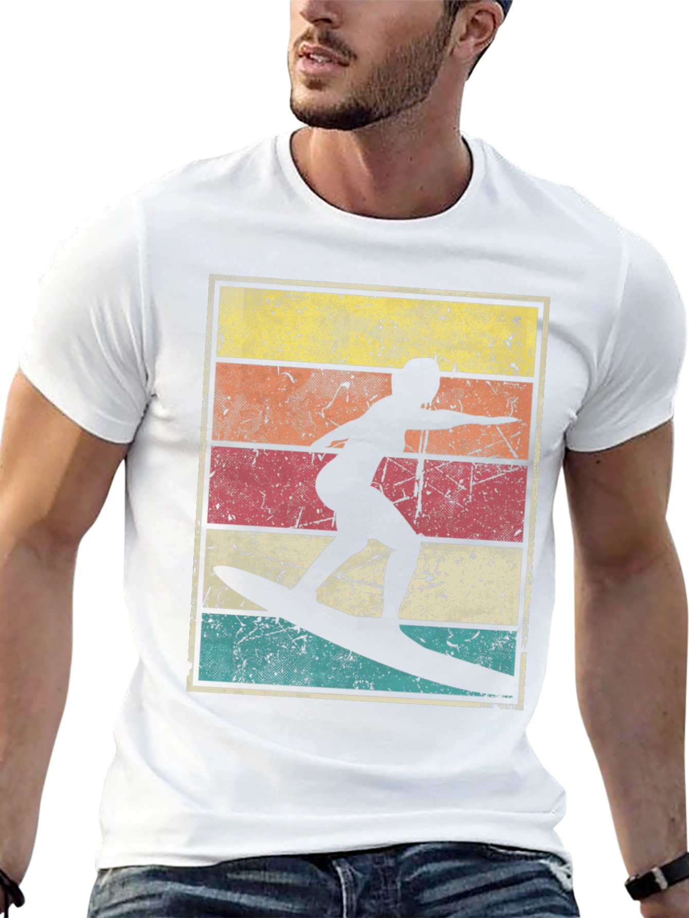 Retro Surfer Silhouette Graphic Tee