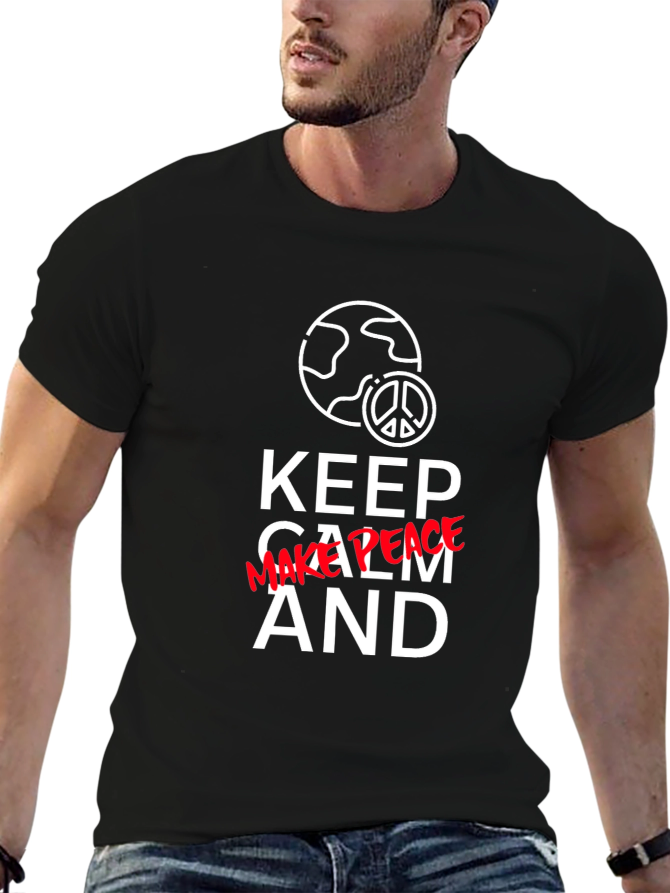Keep Calm Graphic T-Shirt - Peace and Earth Design