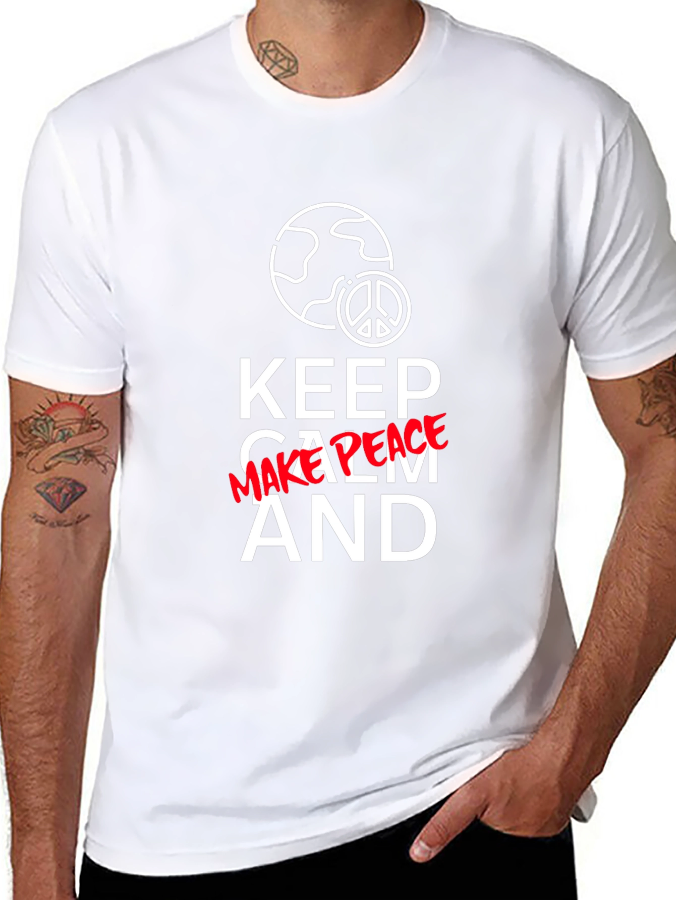 Keep Calm Graphic T-Shirt - Peace and Earth Design