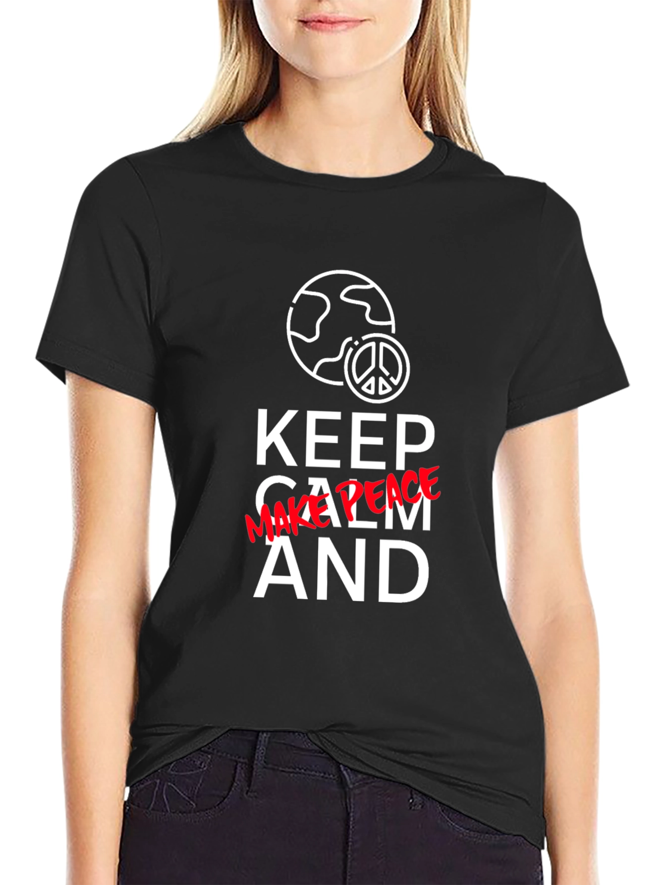 Keep Calm Graphic T-Shirt - Peace and Earth Design