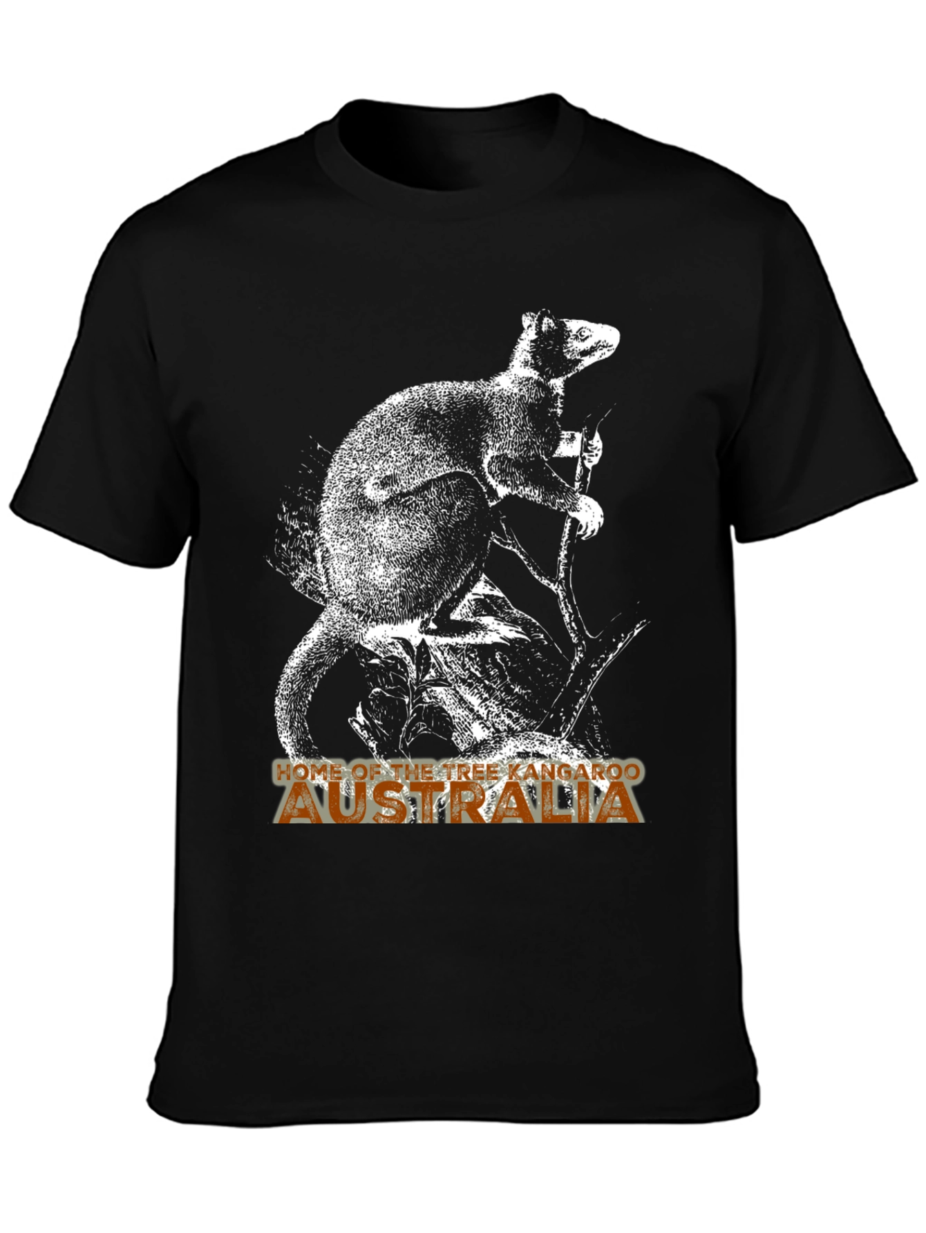 Tree Kangaroo Australia Graphic Tee - Mens Black T-Shirt