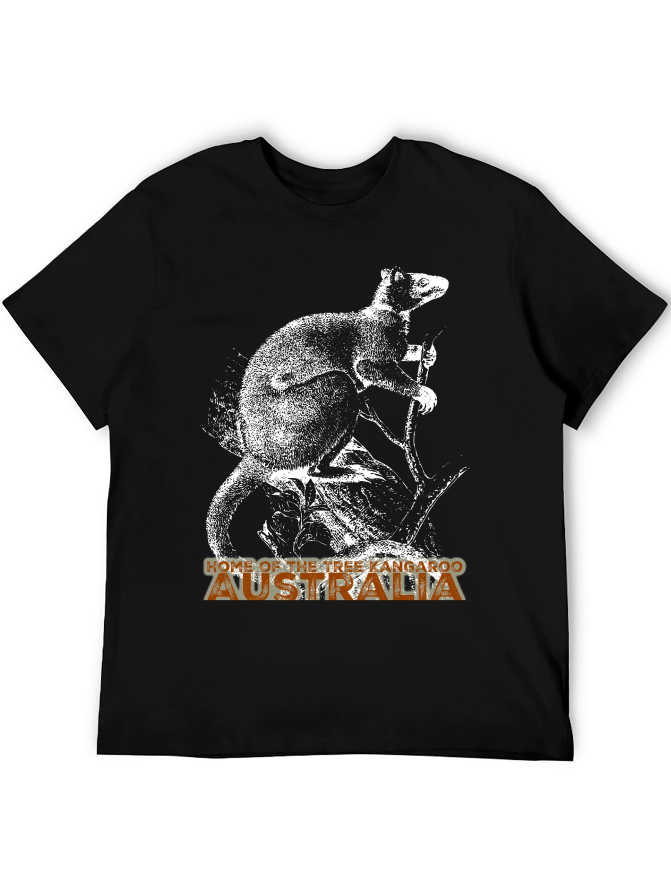 Tree Kangaroo Australia Graphic Tee - Mens Black T-Shirt