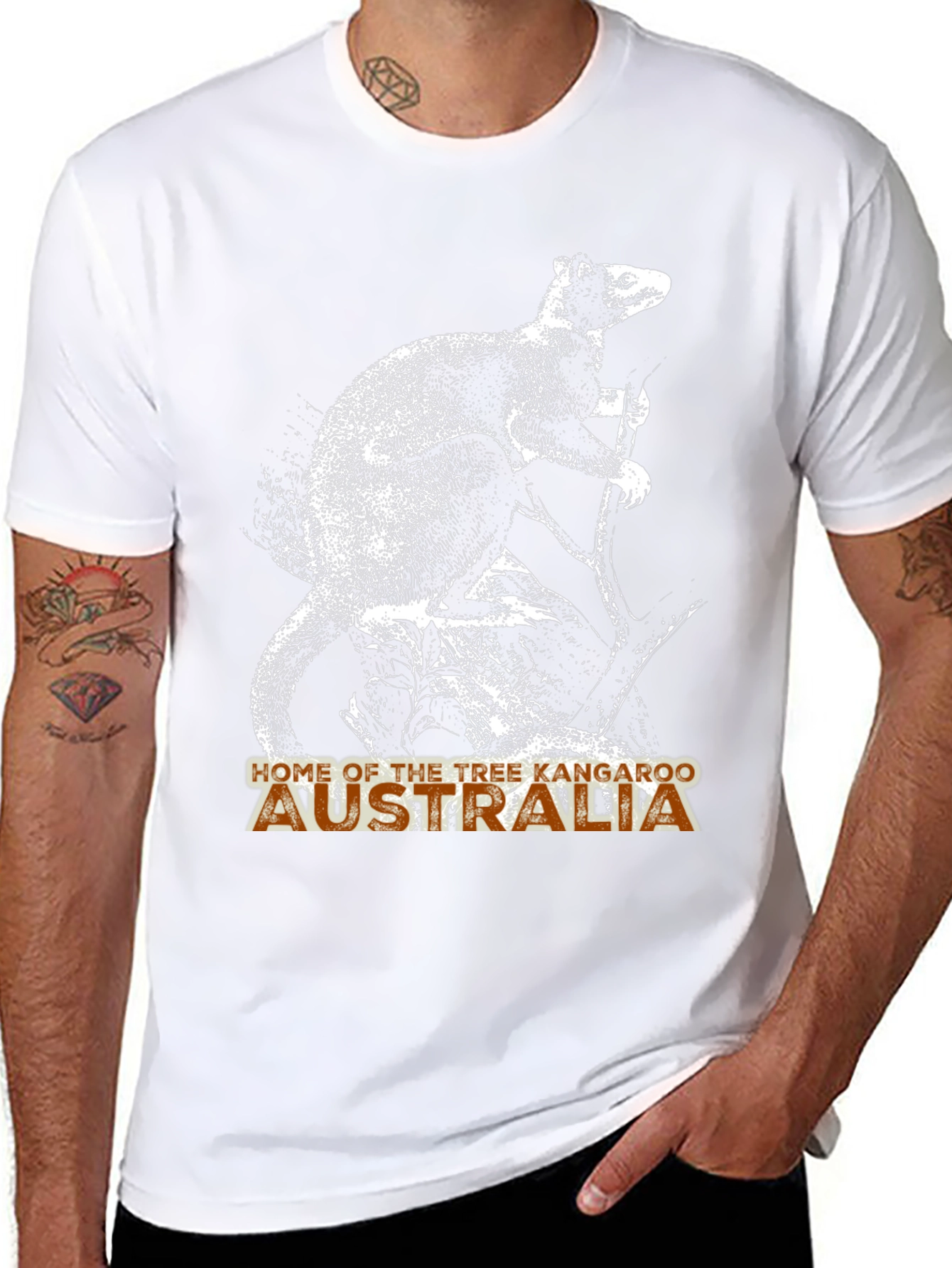 Tree Kangaroo Australia Graphic Tee - Mens Black T-Shirt