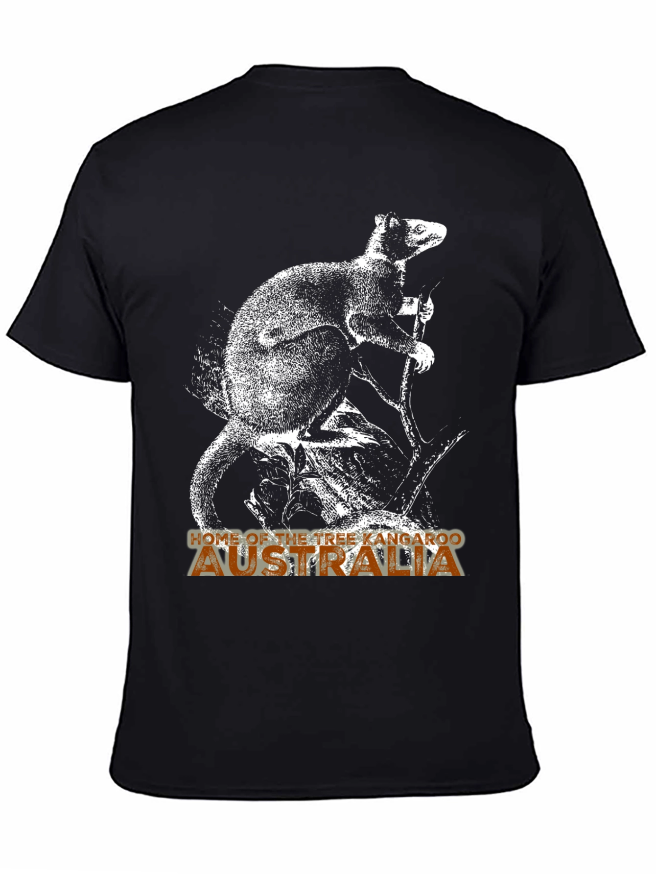 Tree Kangaroo Australia Graphic Tee - Mens Black T-Shirt