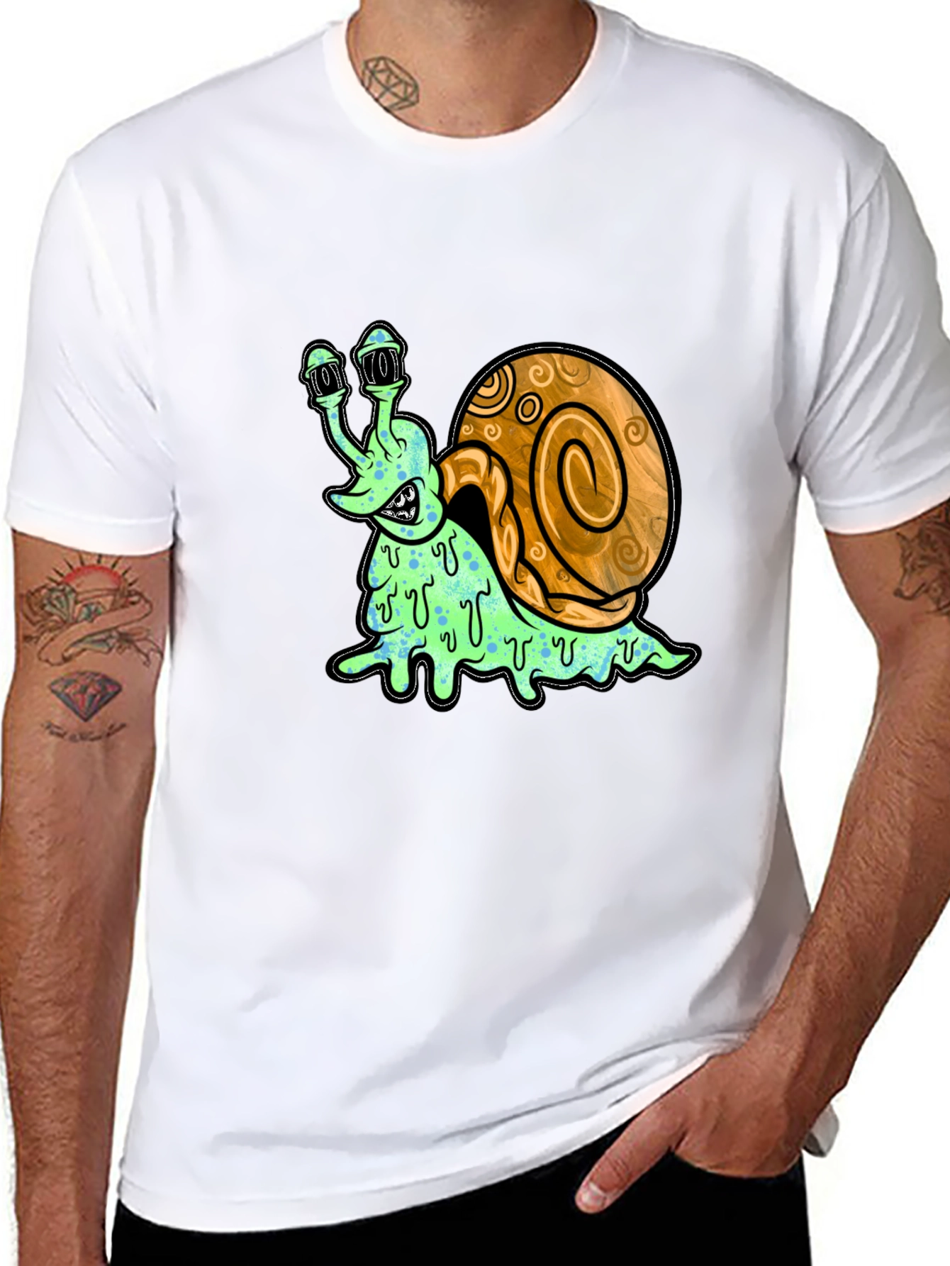 Creepy Snail Graphic Tee - Unique Cartoon Shirt