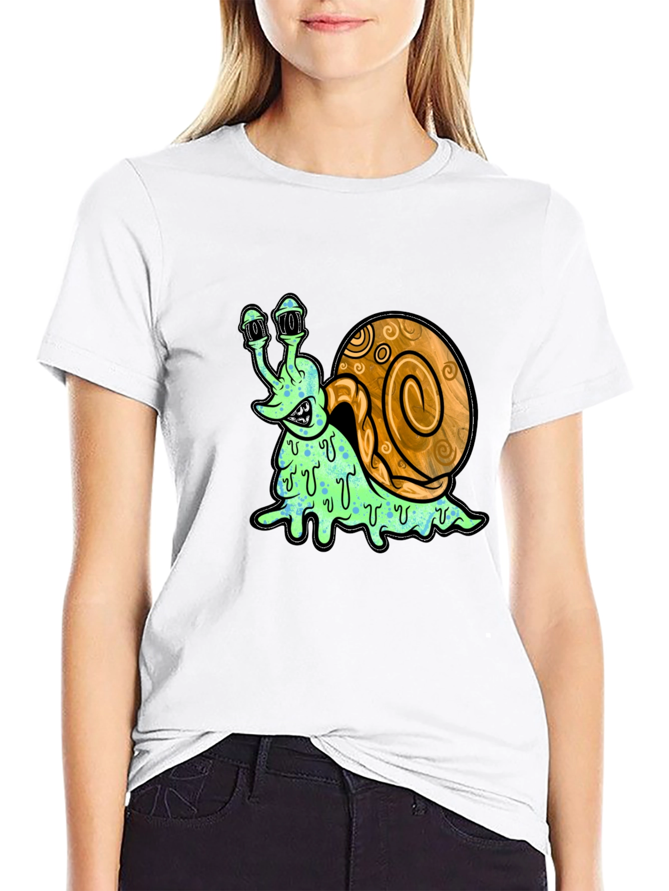 Creepy Snail Graphic Tee - Unique Cartoon Shirt