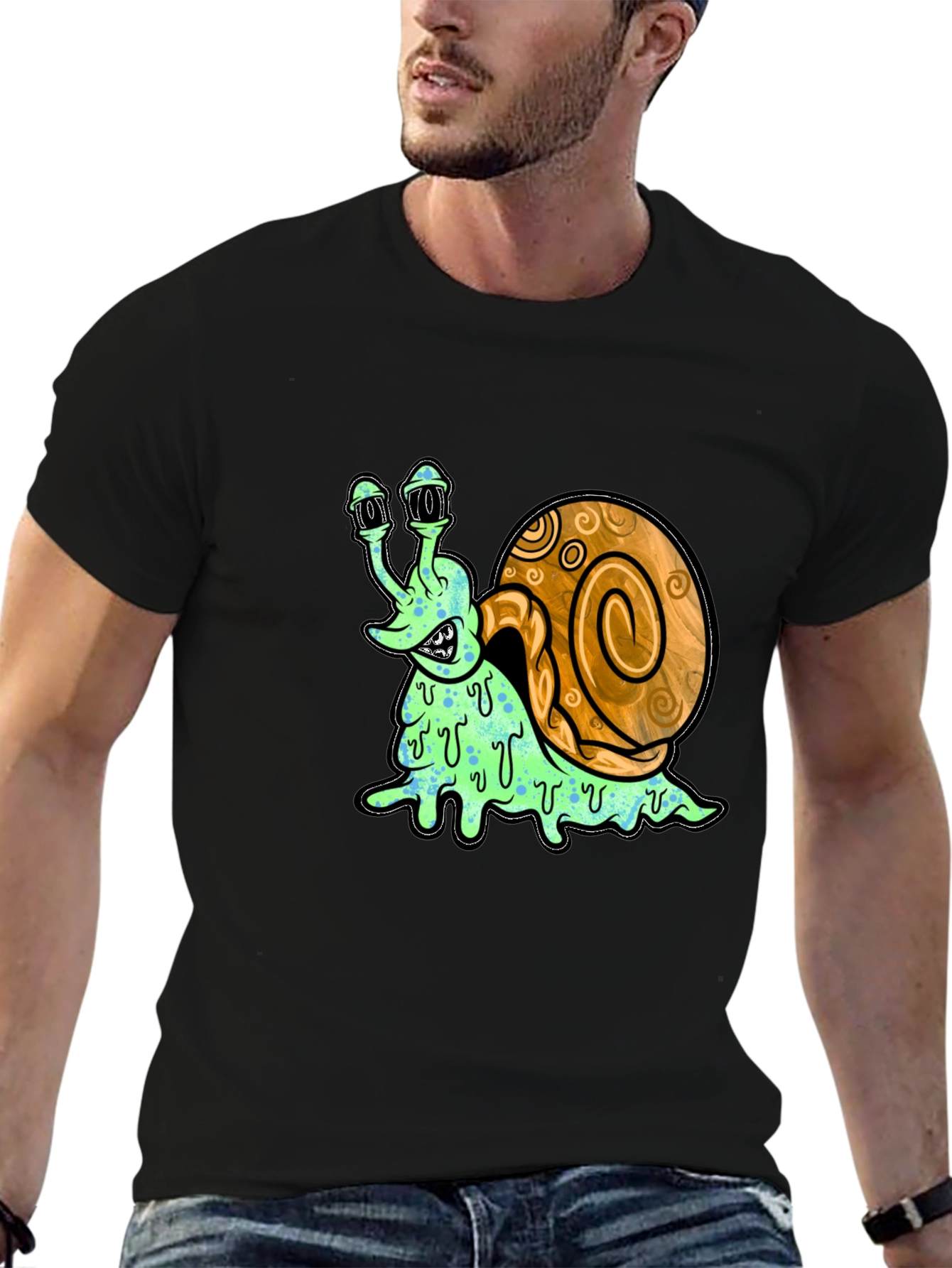 Creepy Snail Graphic Tee - Unique Cartoon Shirt