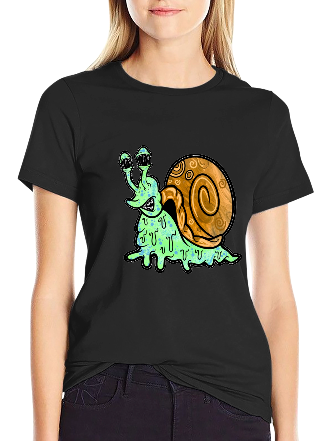 Creepy Snail Graphic Tee - Unique Cartoon Shirt