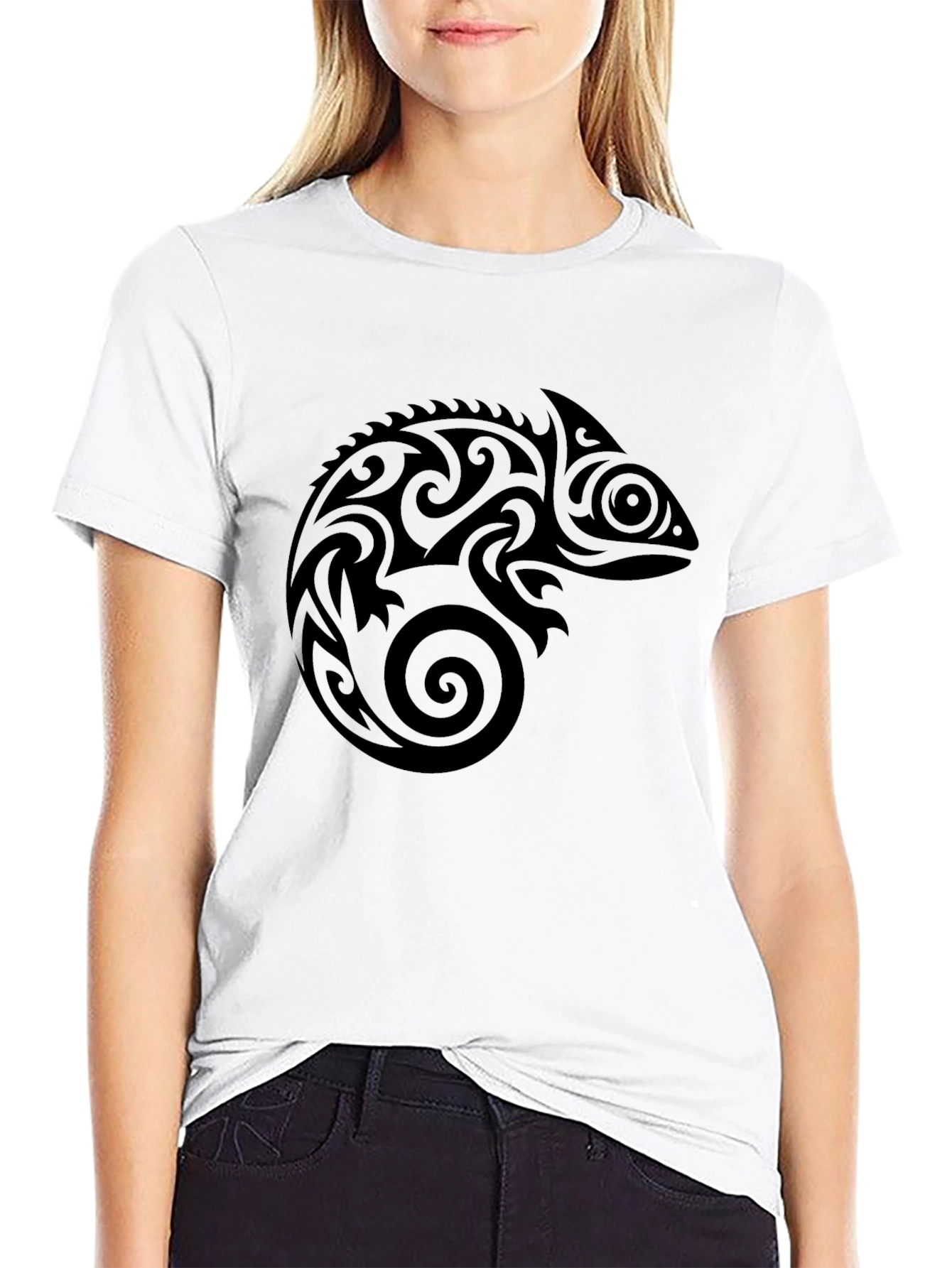 Tribal Chameleon Black T-Shirt