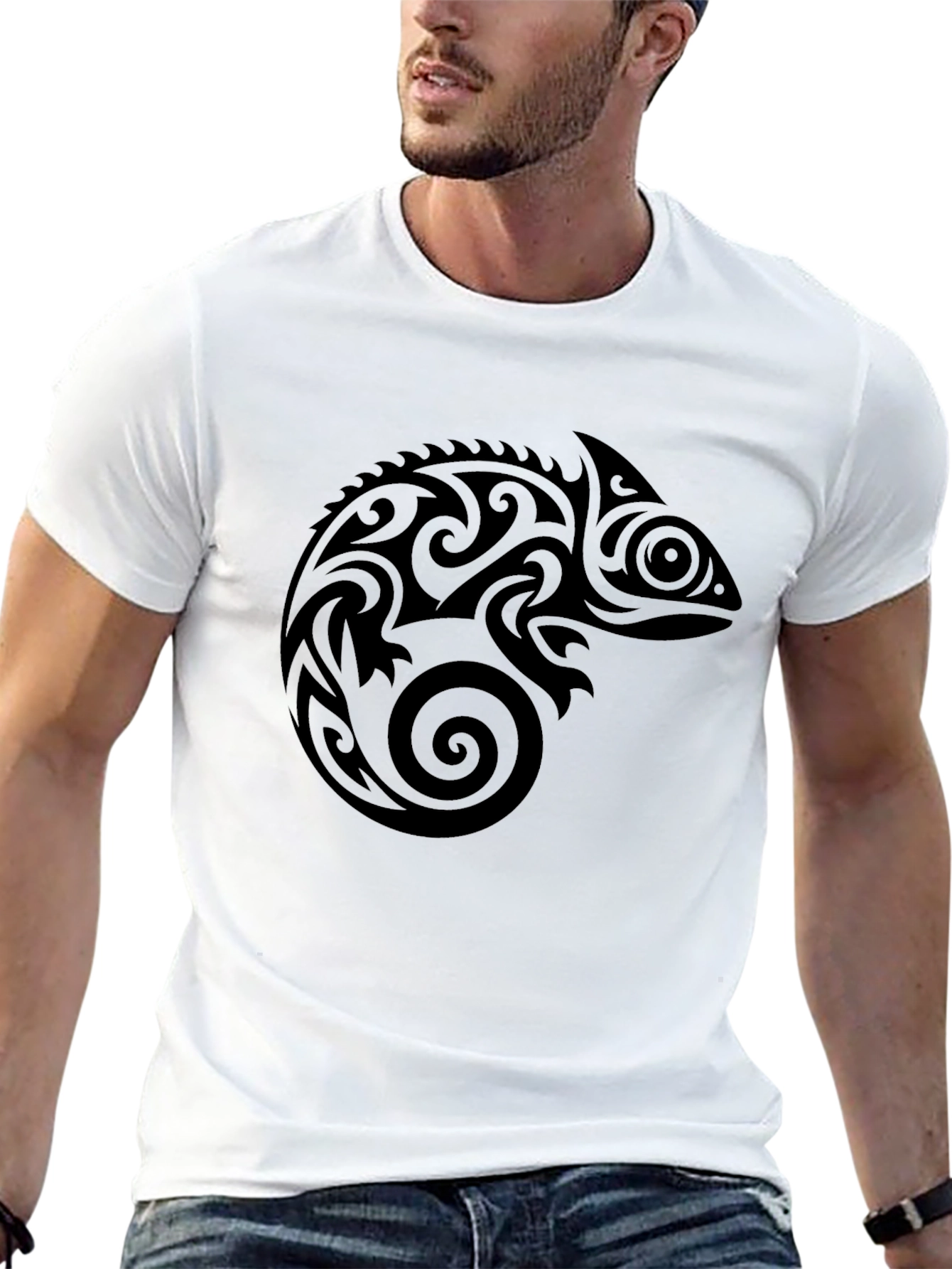 Tribal Chameleon Black T-Shirt