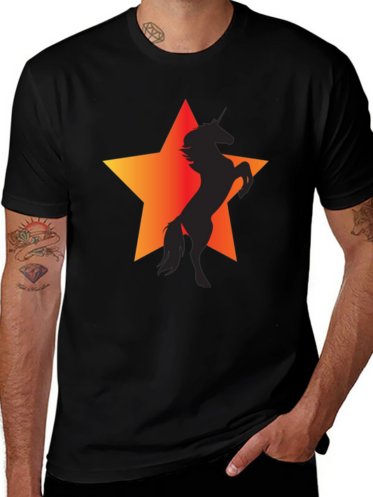 Unicorn Star Graphic T-Shirt - Stylish Black Tee
