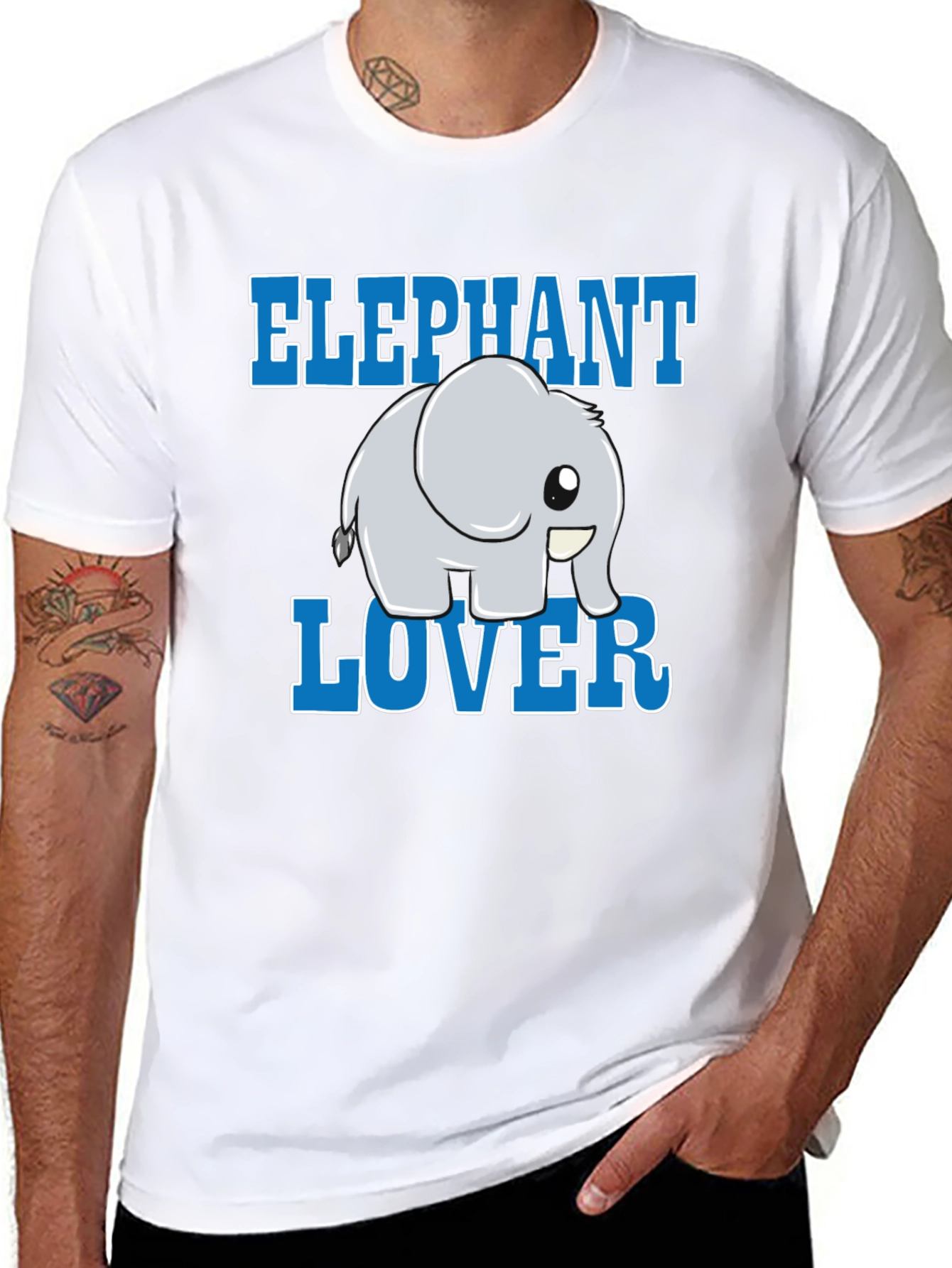 Elephant Lover Cartoon Graphic Print T-Shirt