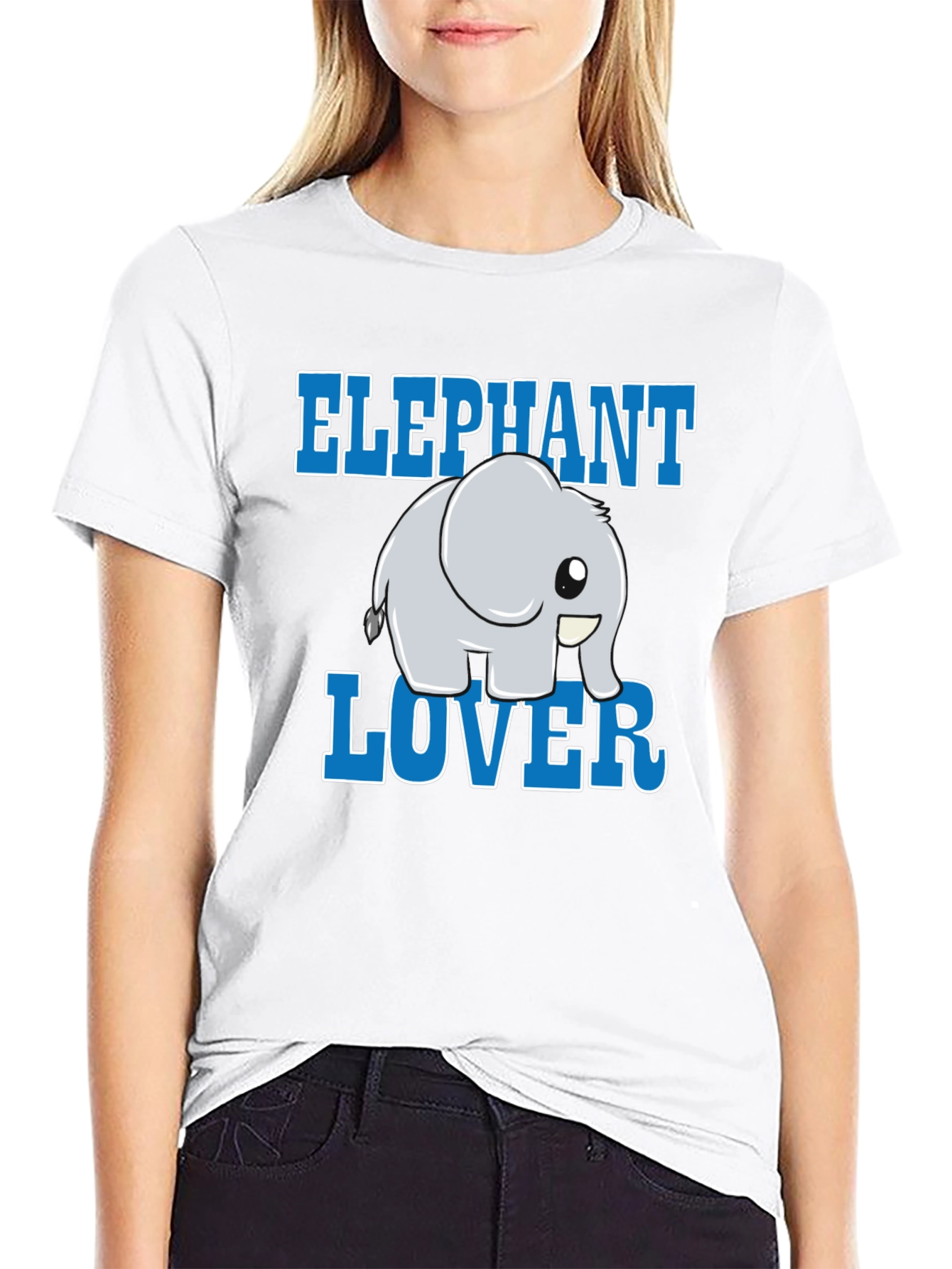 Elephant Lover Cartoon Graphic Print T-Shirt
