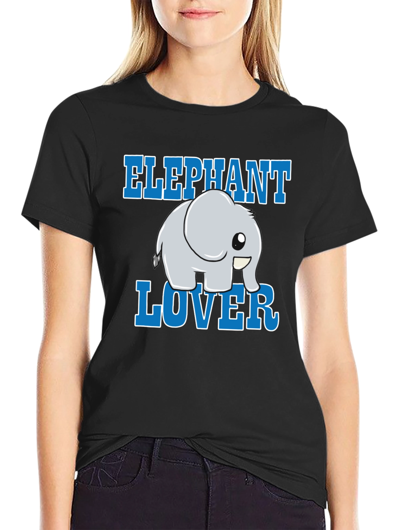 Elephant Lover Cartoon Graphic Print T-Shirt