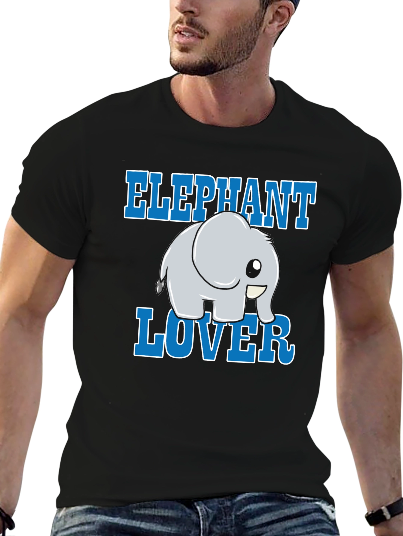 Elephant Lover Cartoon Graphic Print T-Shirt
