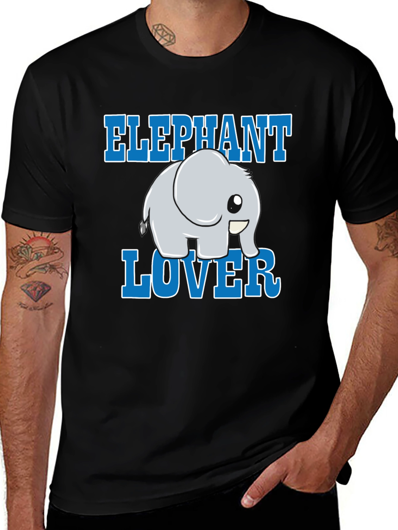 Elephant Lover Cartoon Graphic Print T-Shirt