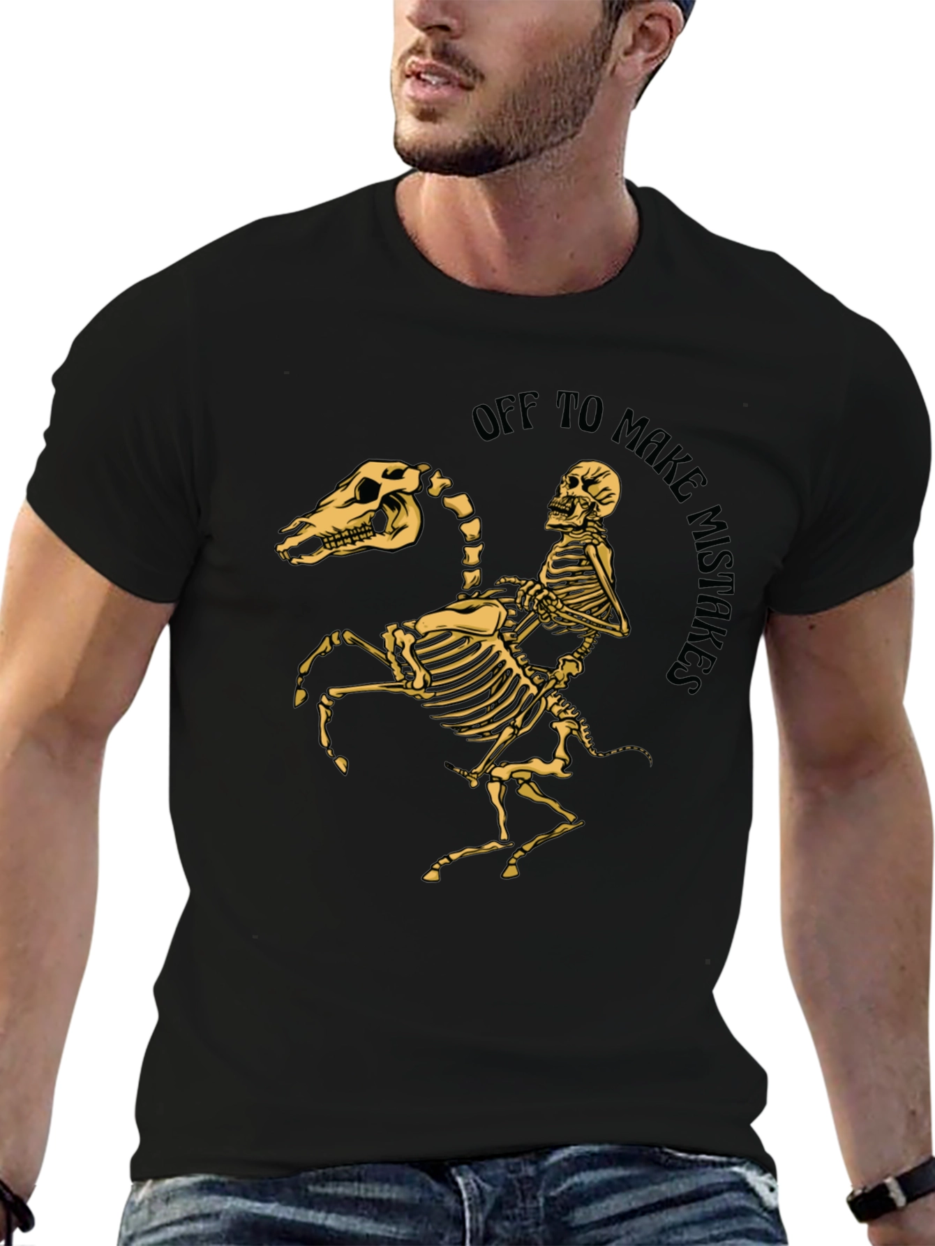 Off to Make Mistakes Skeleton Rider Graphic Tee