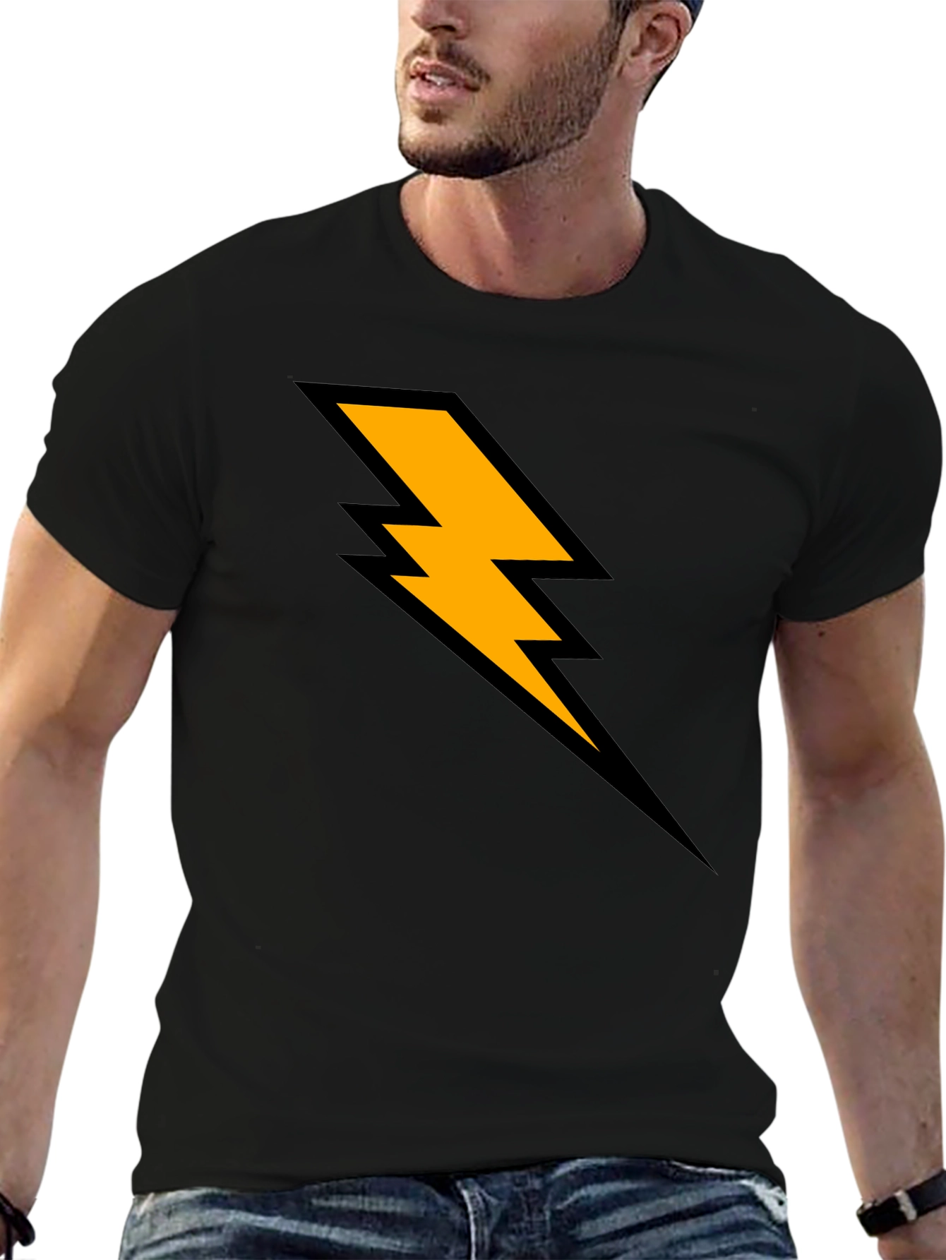 Lightning Bolt Graphic T-Shirt - Black