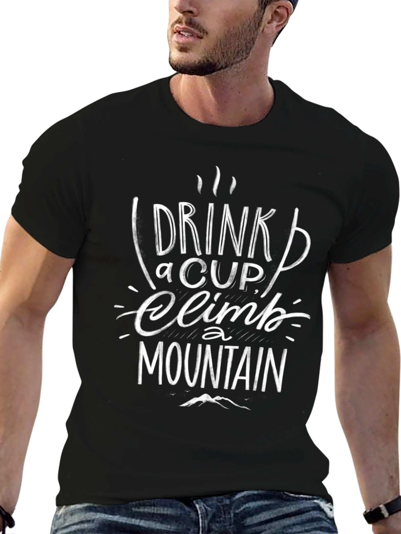 Drink a Cup Climb a Mountain Black T-Shirt