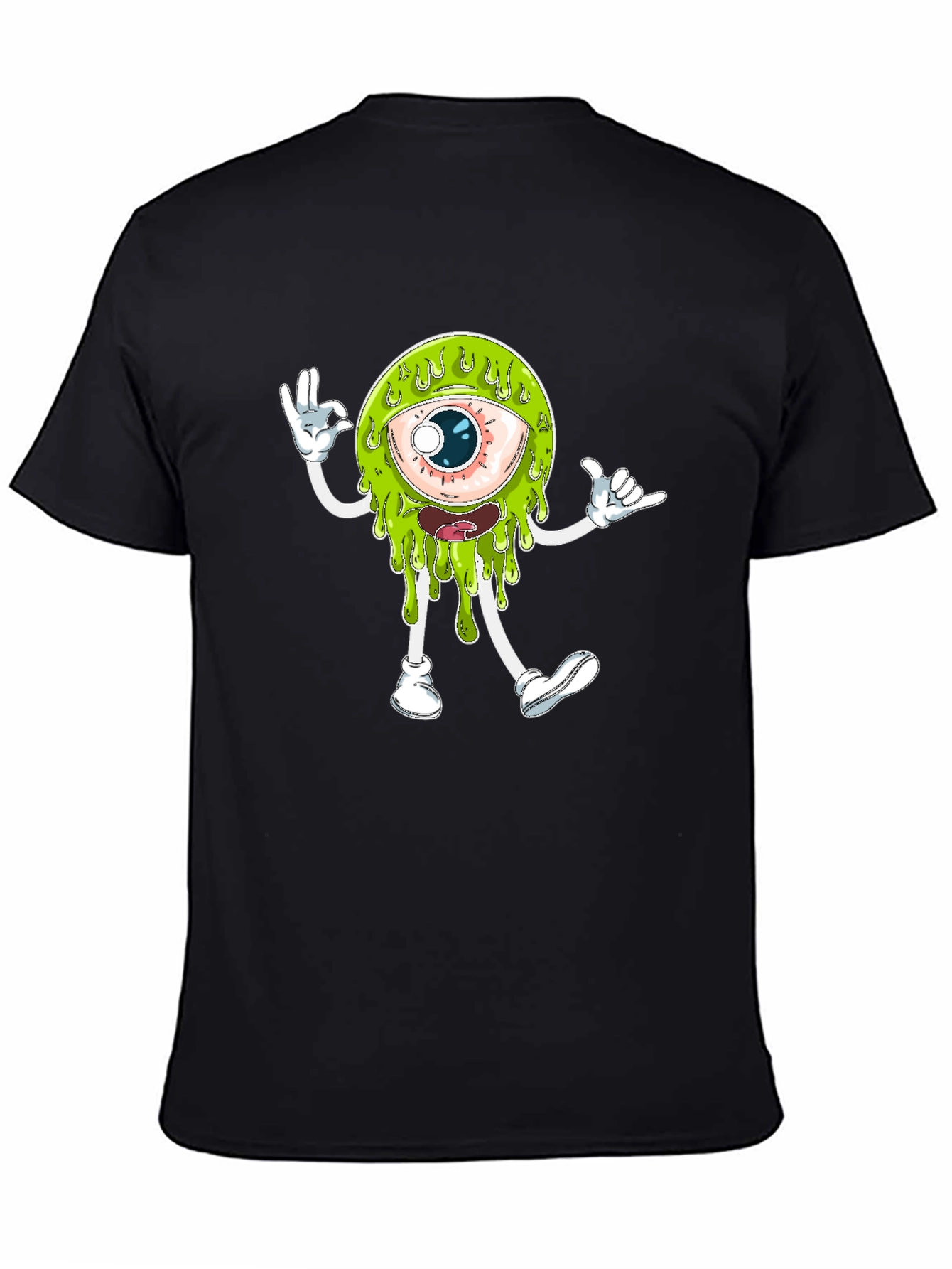 Monster Eye Graphic Tee - Black Cotton T-Shirt