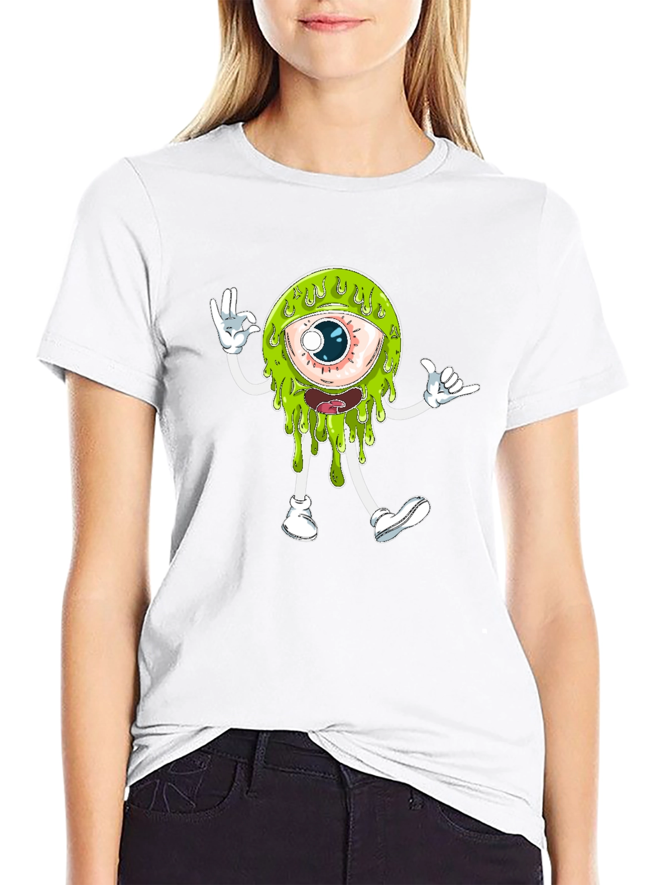 Monster Eye Graphic Tee - Black Cotton T-Shirt