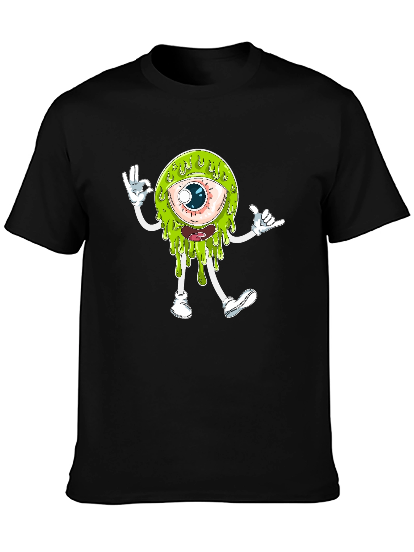 Monster Eye Graphic Tee - Black Cotton T-Shirt