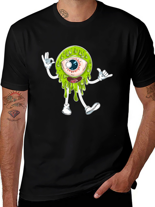 Monster Eye Graphic Tee - Black Cotton T-Shirt