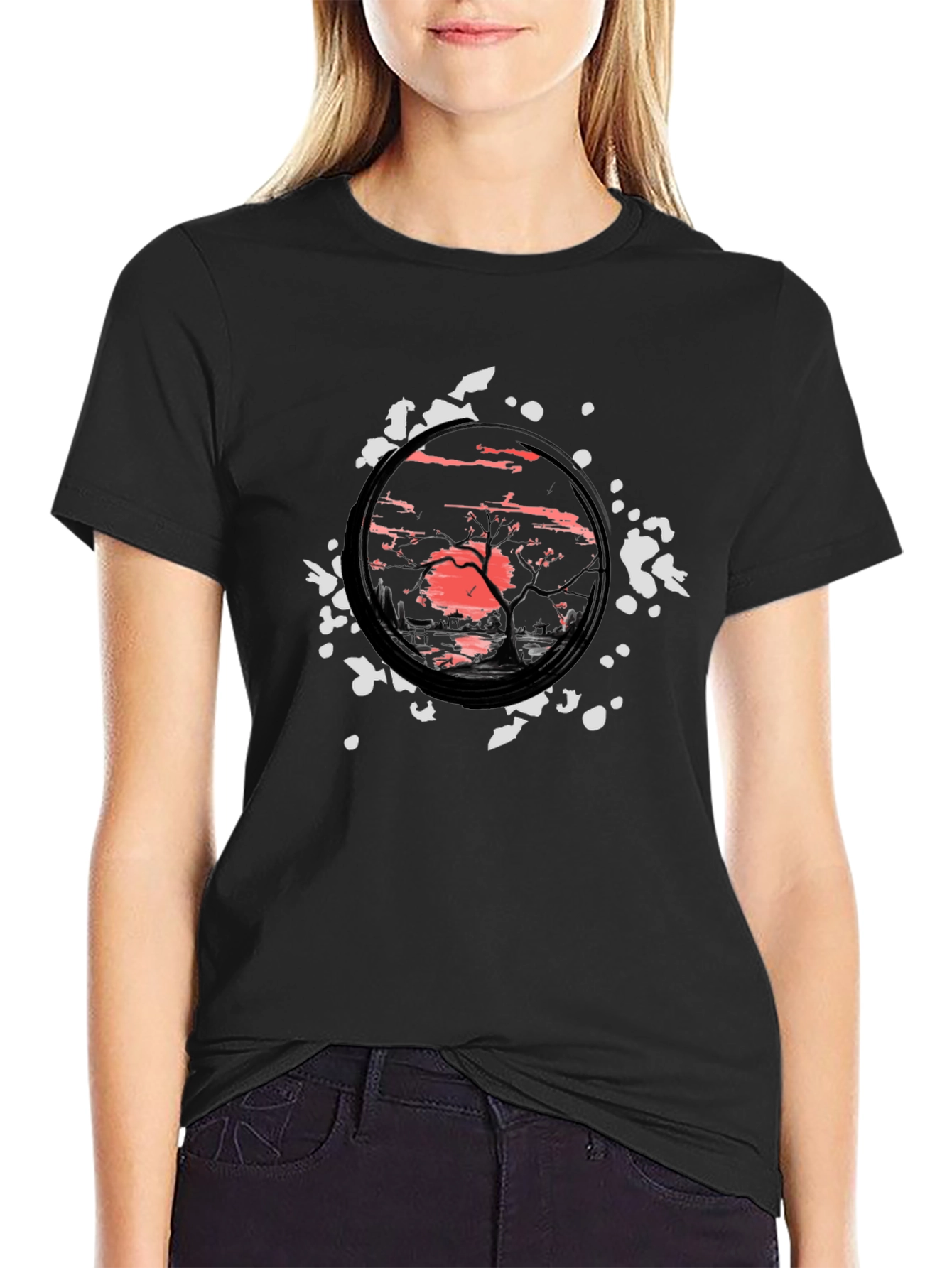 Sunset Scene Graphic Tee - Modern Art Print