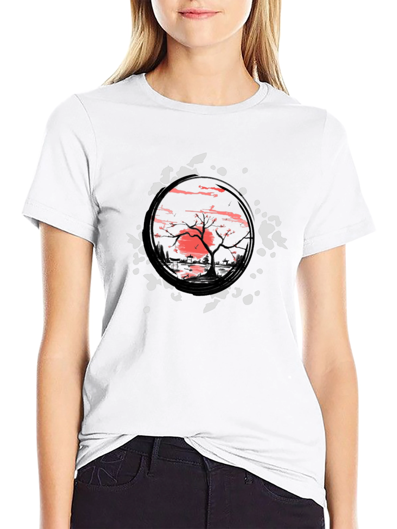 Sunset Scene Graphic Tee - Modern Art Print