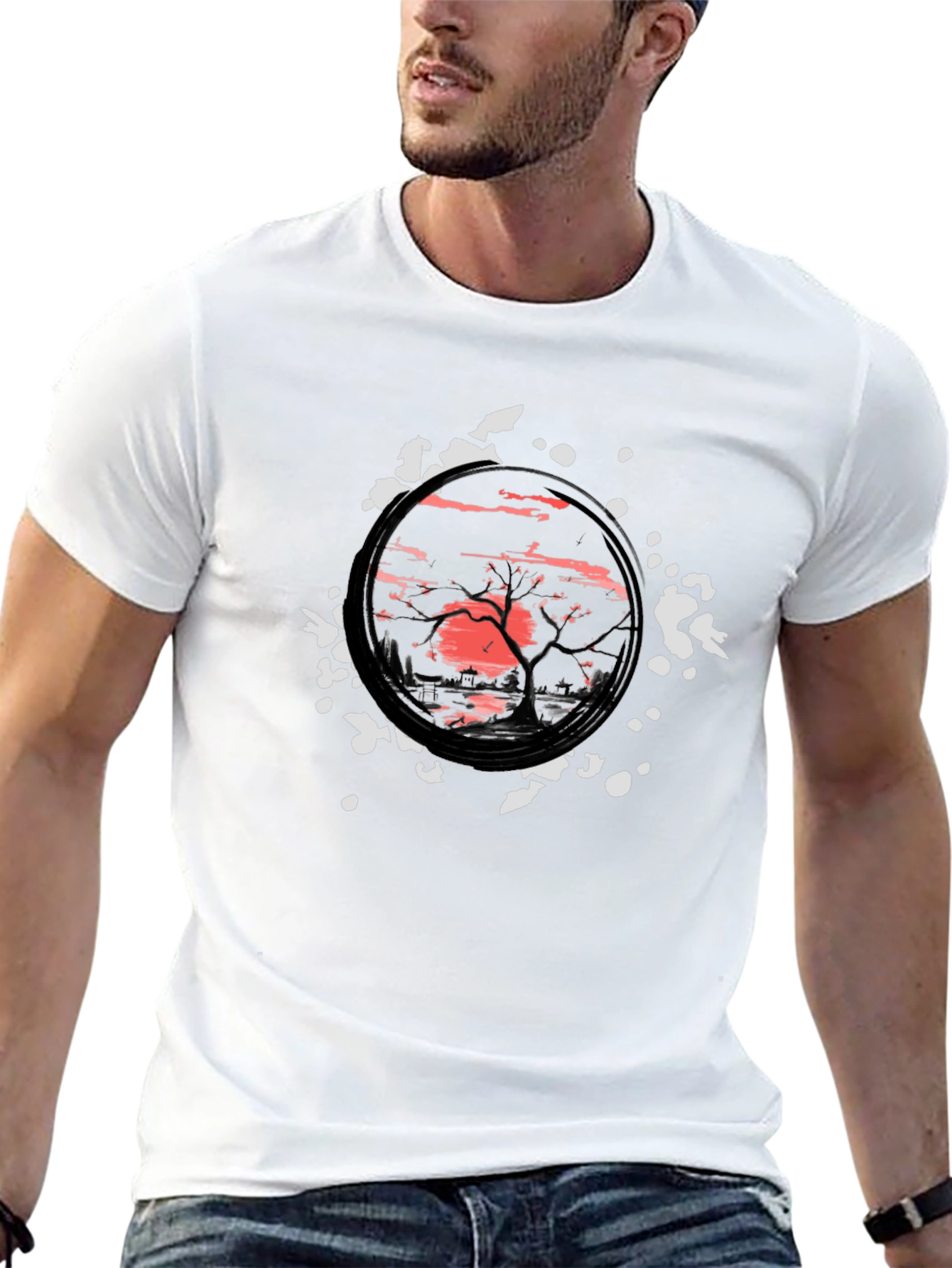 Sunset Scene Graphic Tee - Modern Art Print