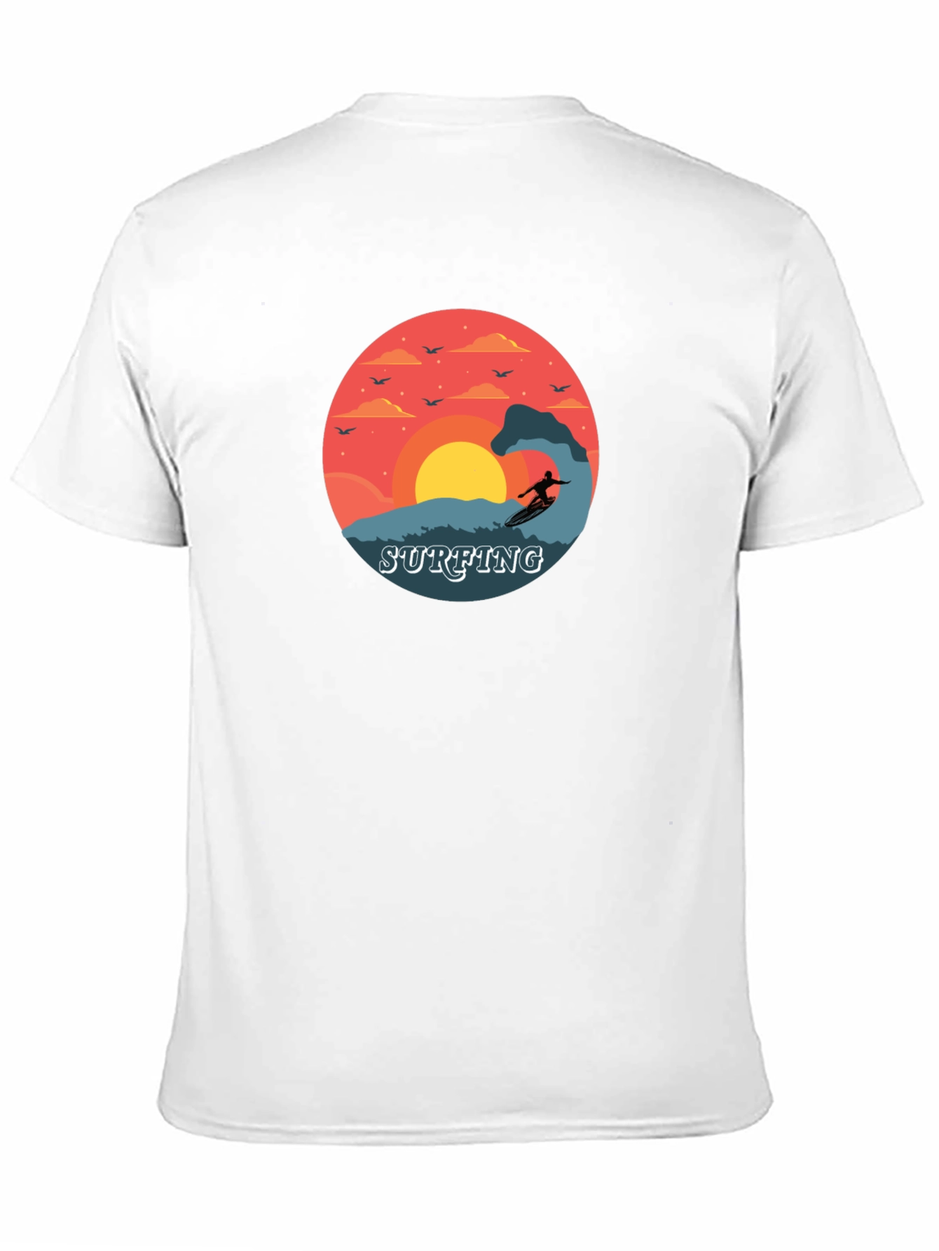 Surfing Sunset Graphic Tee - Black Cotton T-Shirt