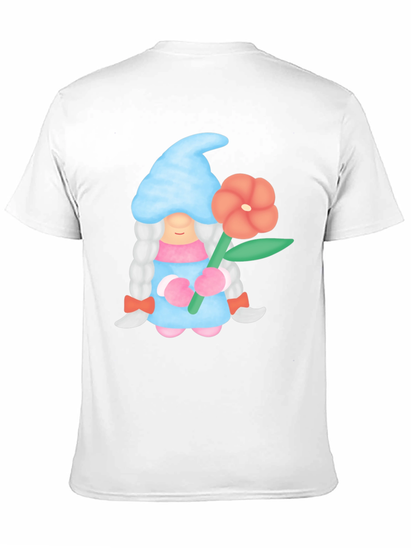 Gnome Holding Flower Black T-Shirt
