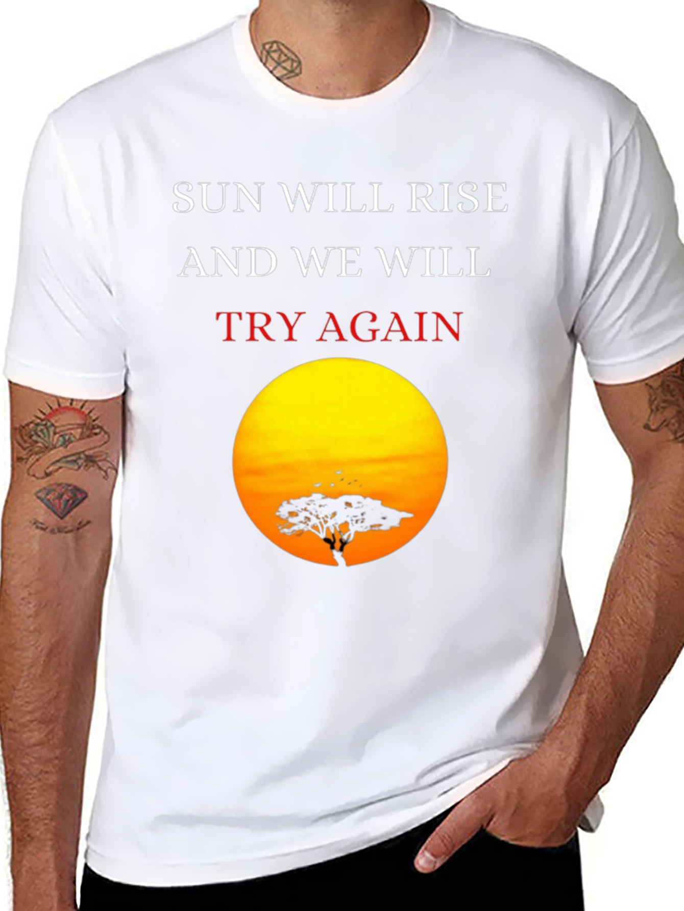 Sunrise Silhouette T-Shirt: Sun Will Rise Try Again
