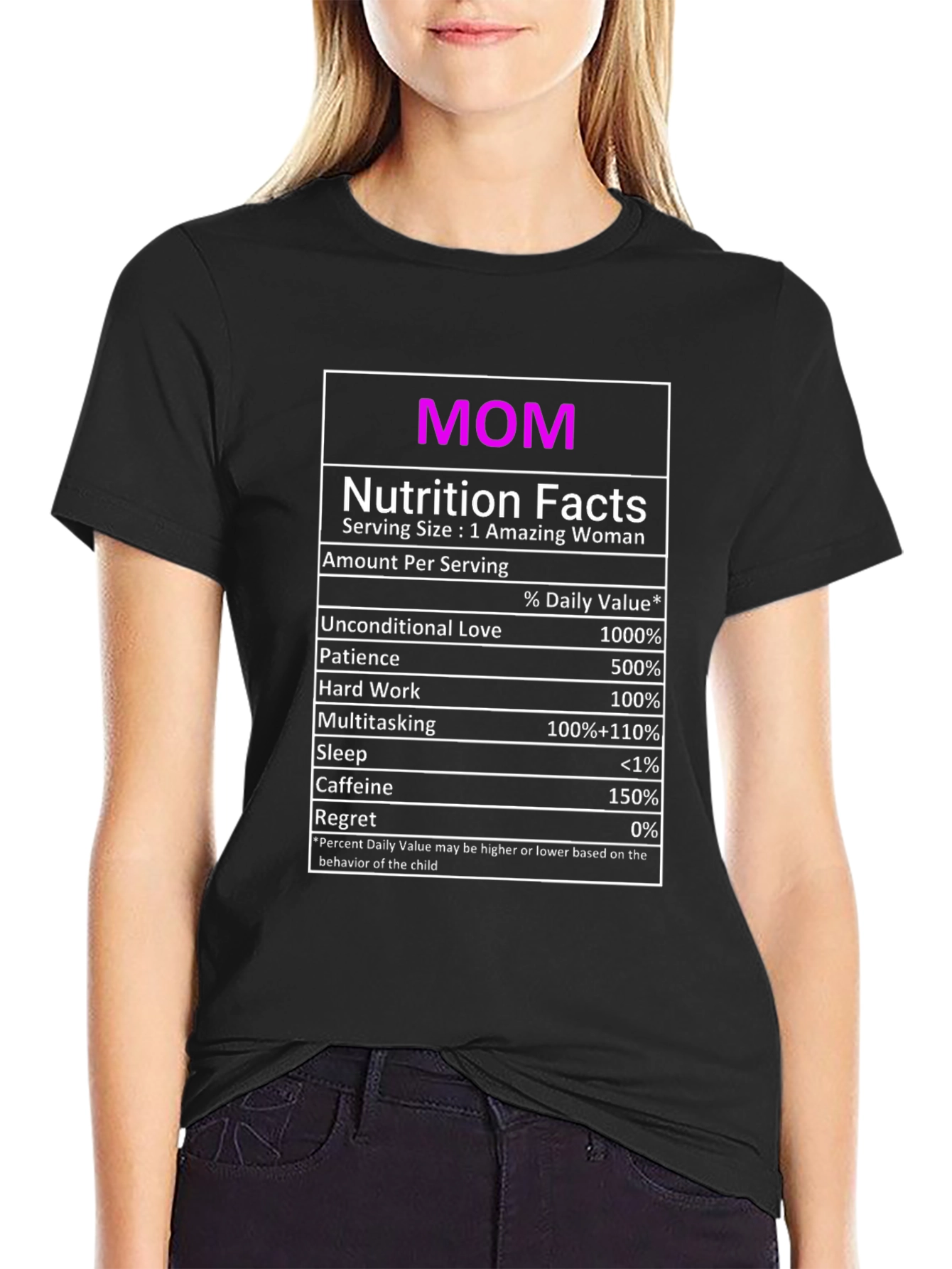Funny Mom Nutrition Facts Black T-Shirt