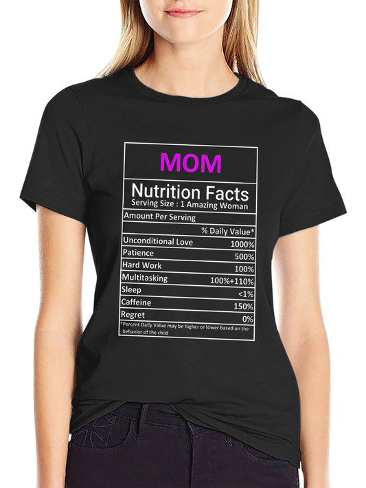 Funny Mom Nutrition Facts Black T-Shirt