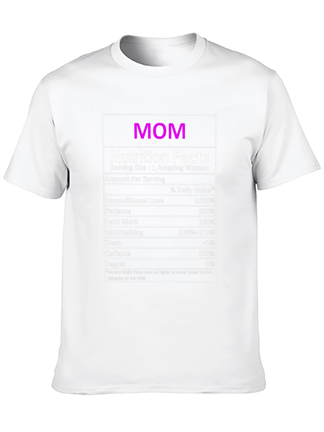 Funny Mom Nutrition Facts Black T-Shirt