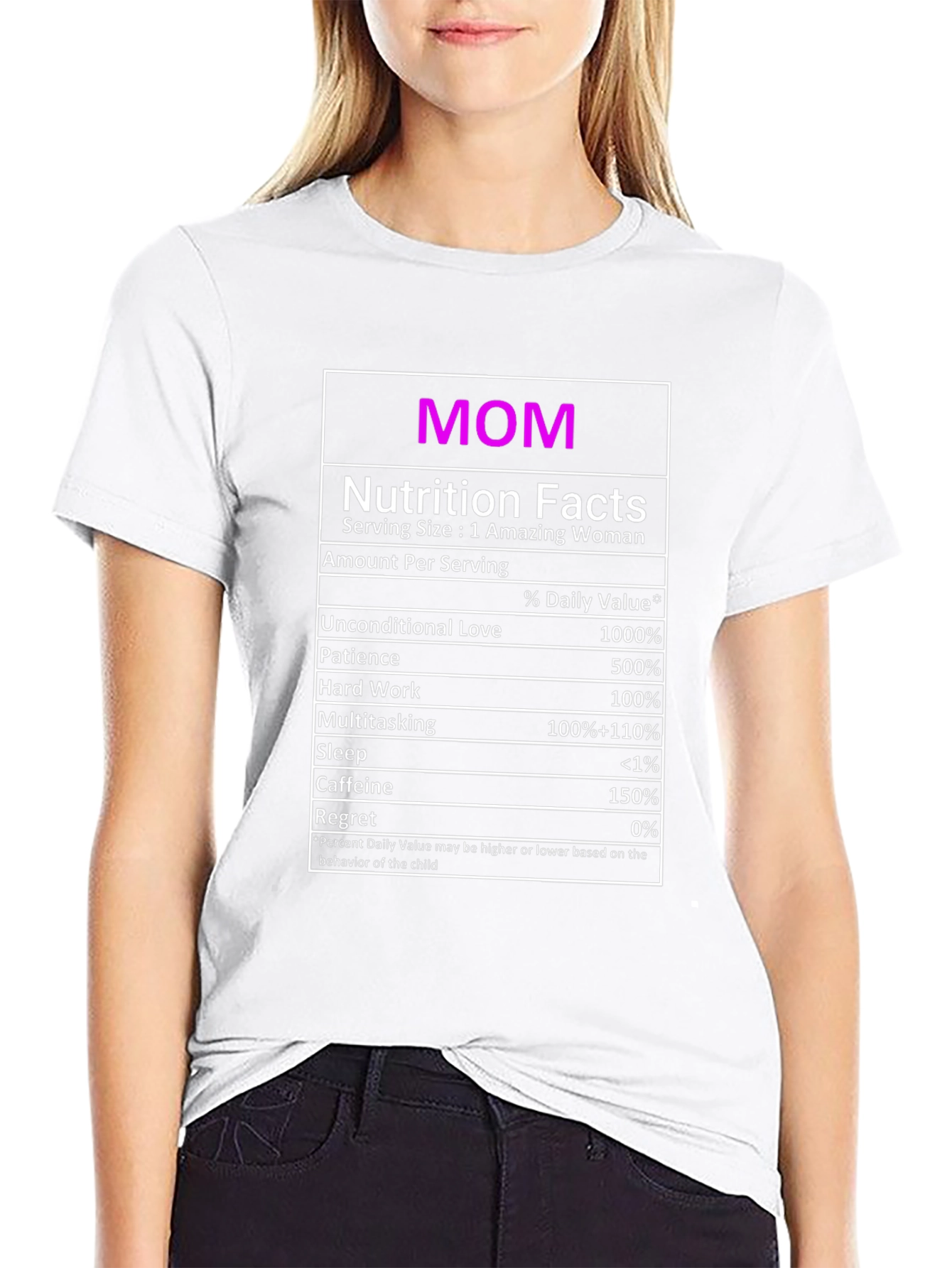 Funny Mom Nutrition Facts Black T-Shirt