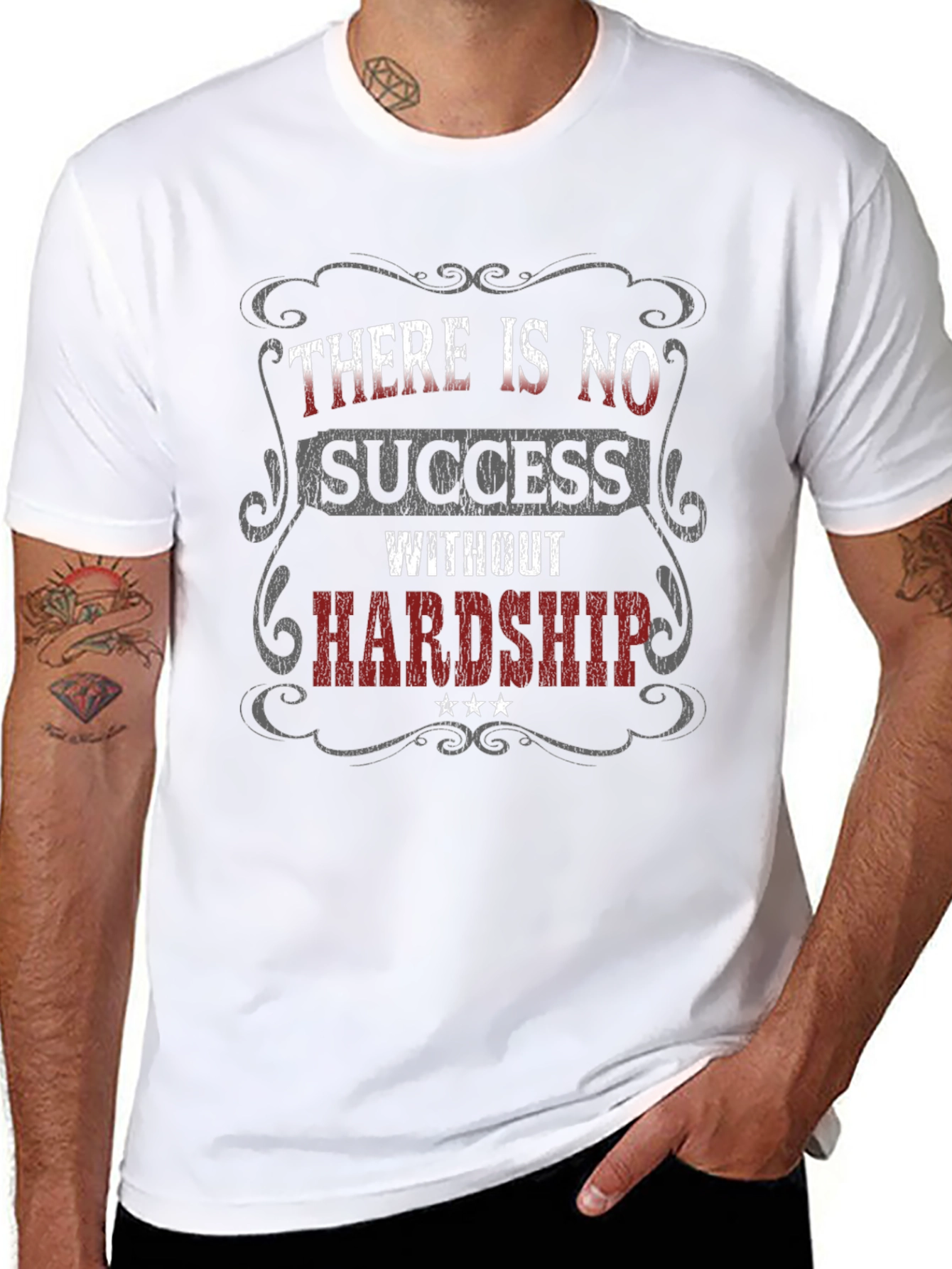 Inspirational Graphic T-Shirt - No Success Without Hardship