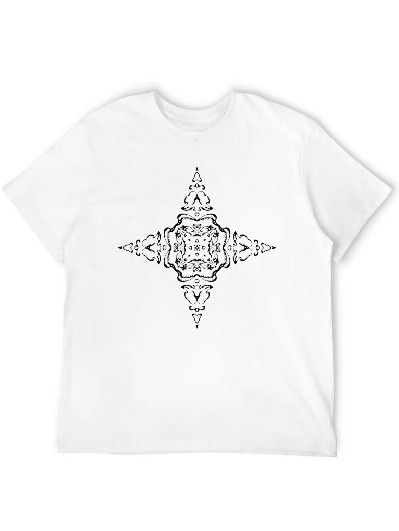 Mens Black T-Shirt with Dark Ornamental Design