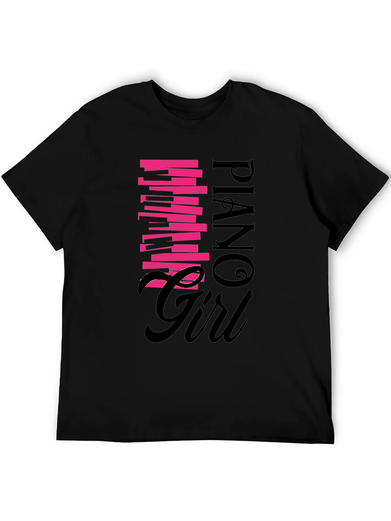 Piano Girl Graphic Tee - Black Unisex Shirt