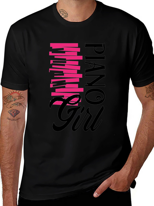 Piano Girl Graphic Tee - Black Unisex Shirt