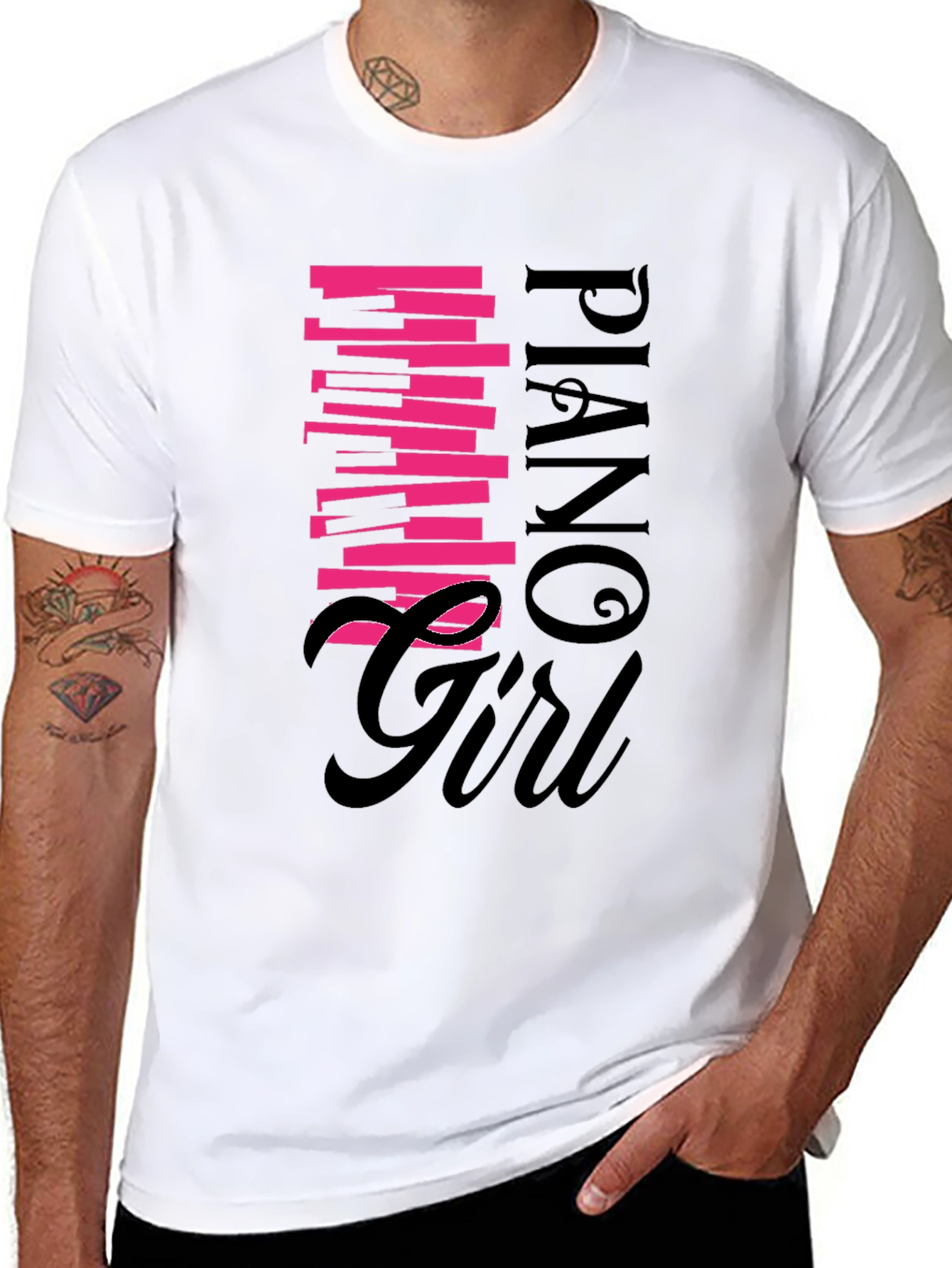 Piano Girl Graphic Tee - Black Unisex Shirt