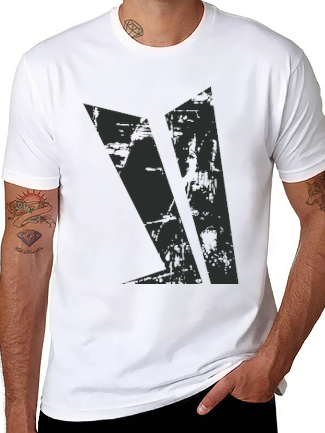 Grunge Graphic Black Tee for Men