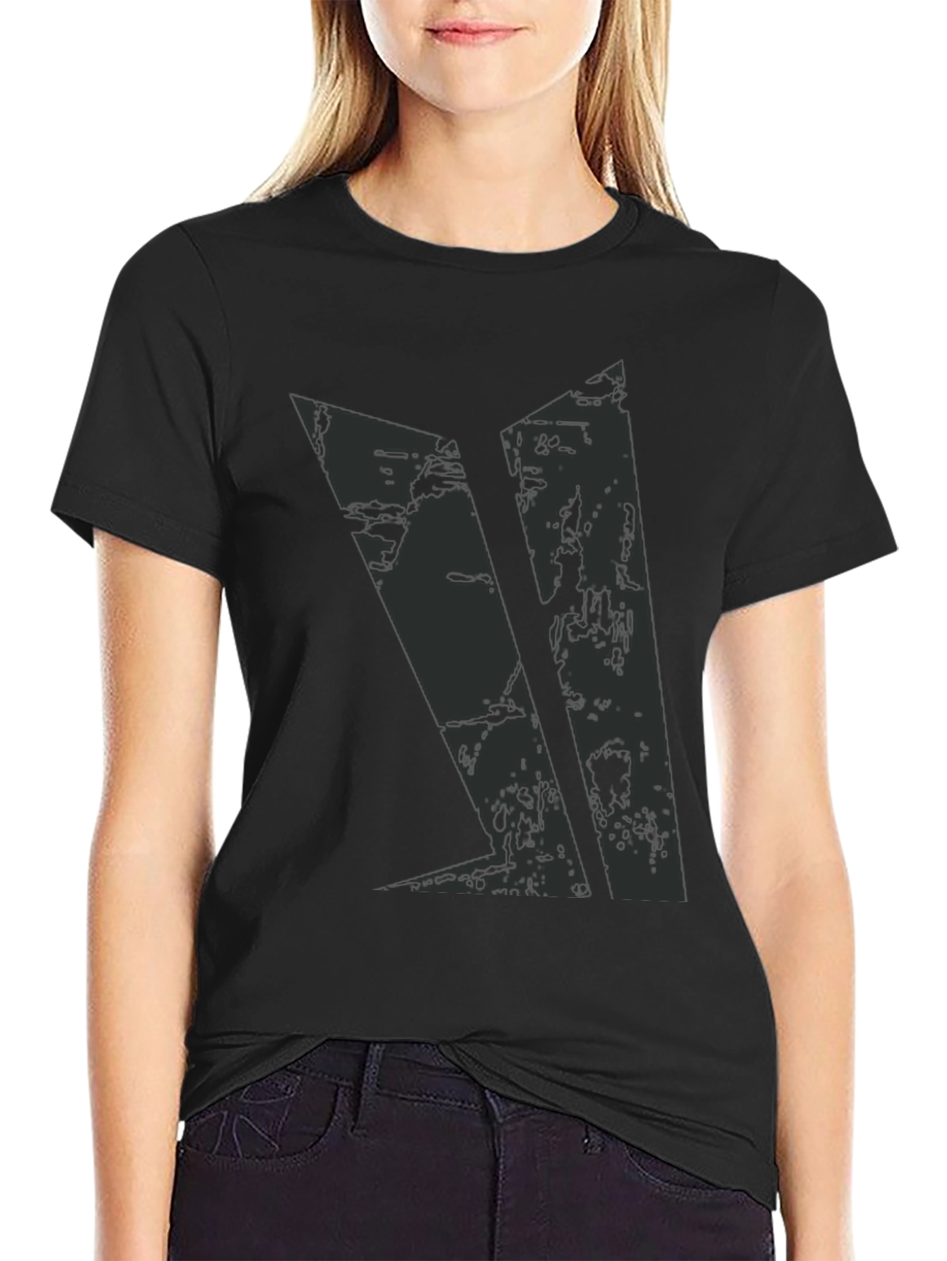 Grunge Graphic Black Tee for Men