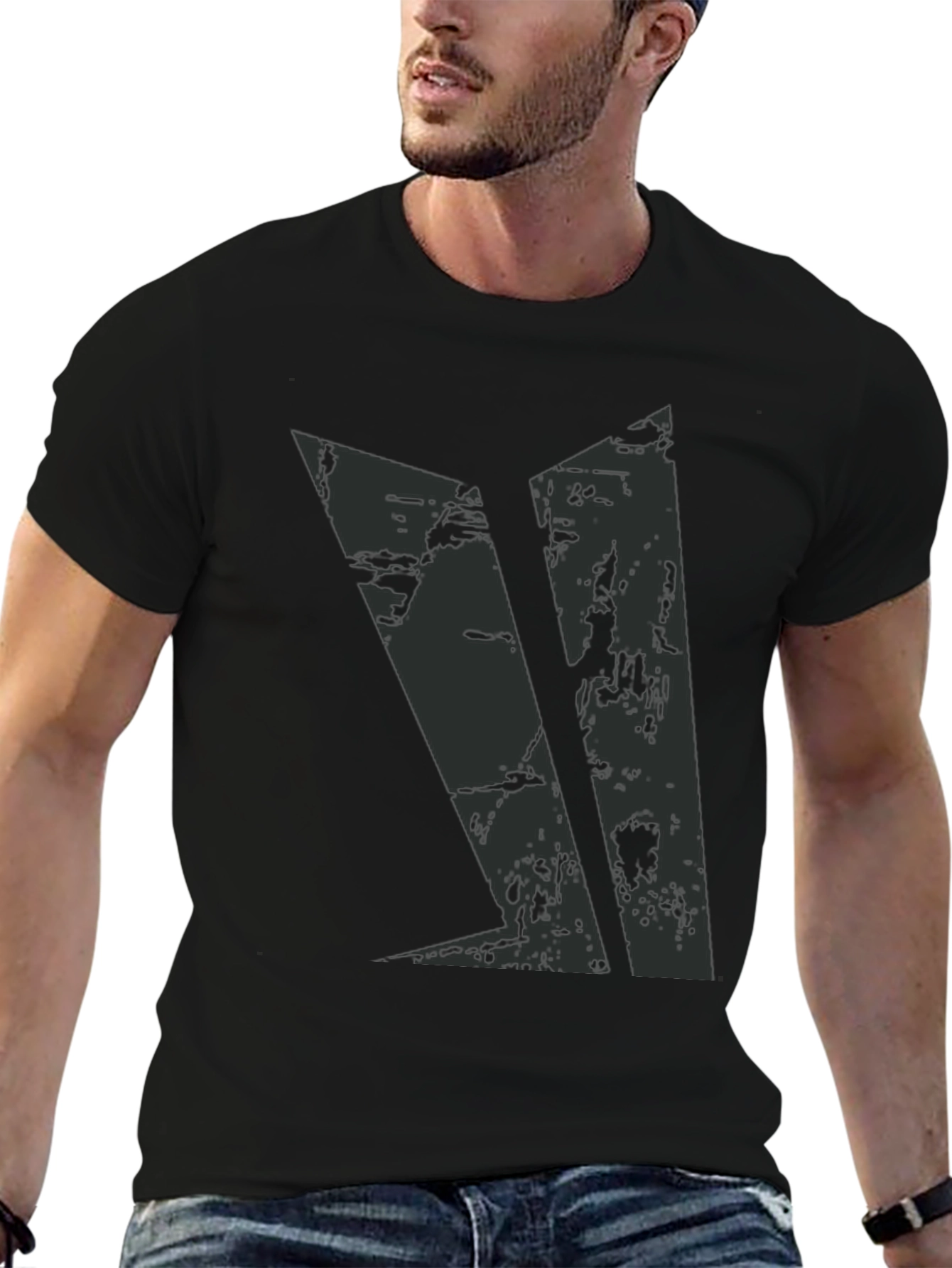 Grunge Graphic Black Tee for Men